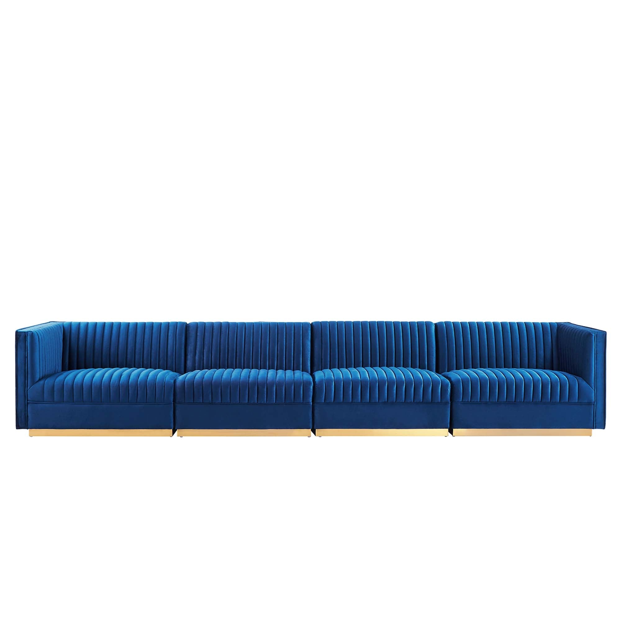 Sanguine Channel Tufted Performance Velvet 4-Seat Modular Sectional Sofa by Modway