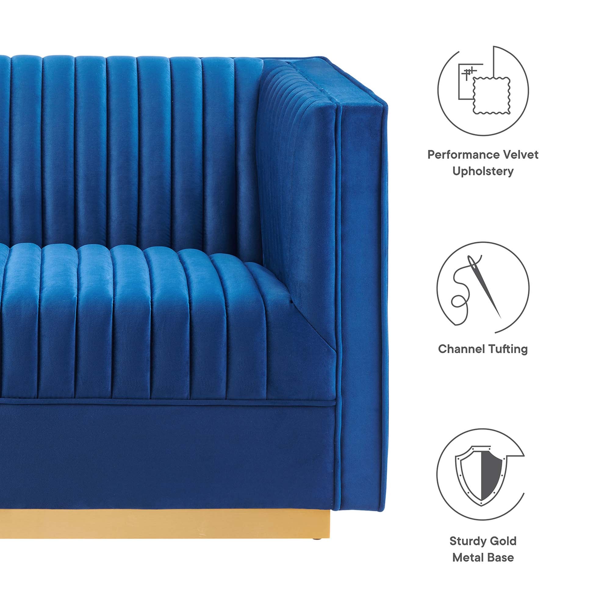 Sanguine Channel Tufted Performance Velvet 4-Seat Modular Sectional Sofa by Modway