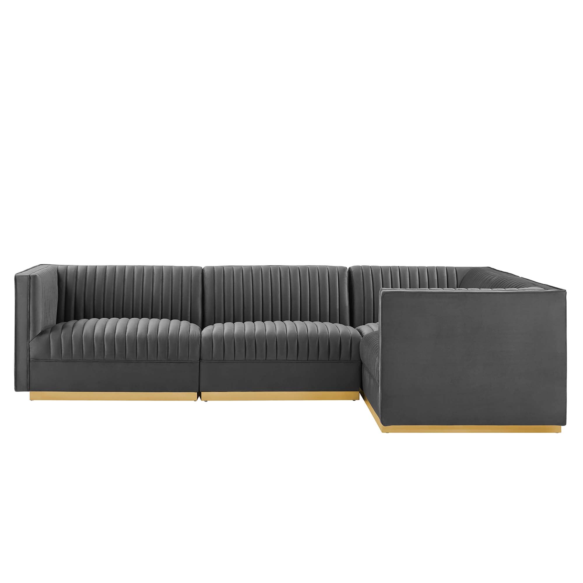 Sanguine Channel Tufted Performance Velvet 4-Piece Right-Facing Modular Sectional Sofa by Modway