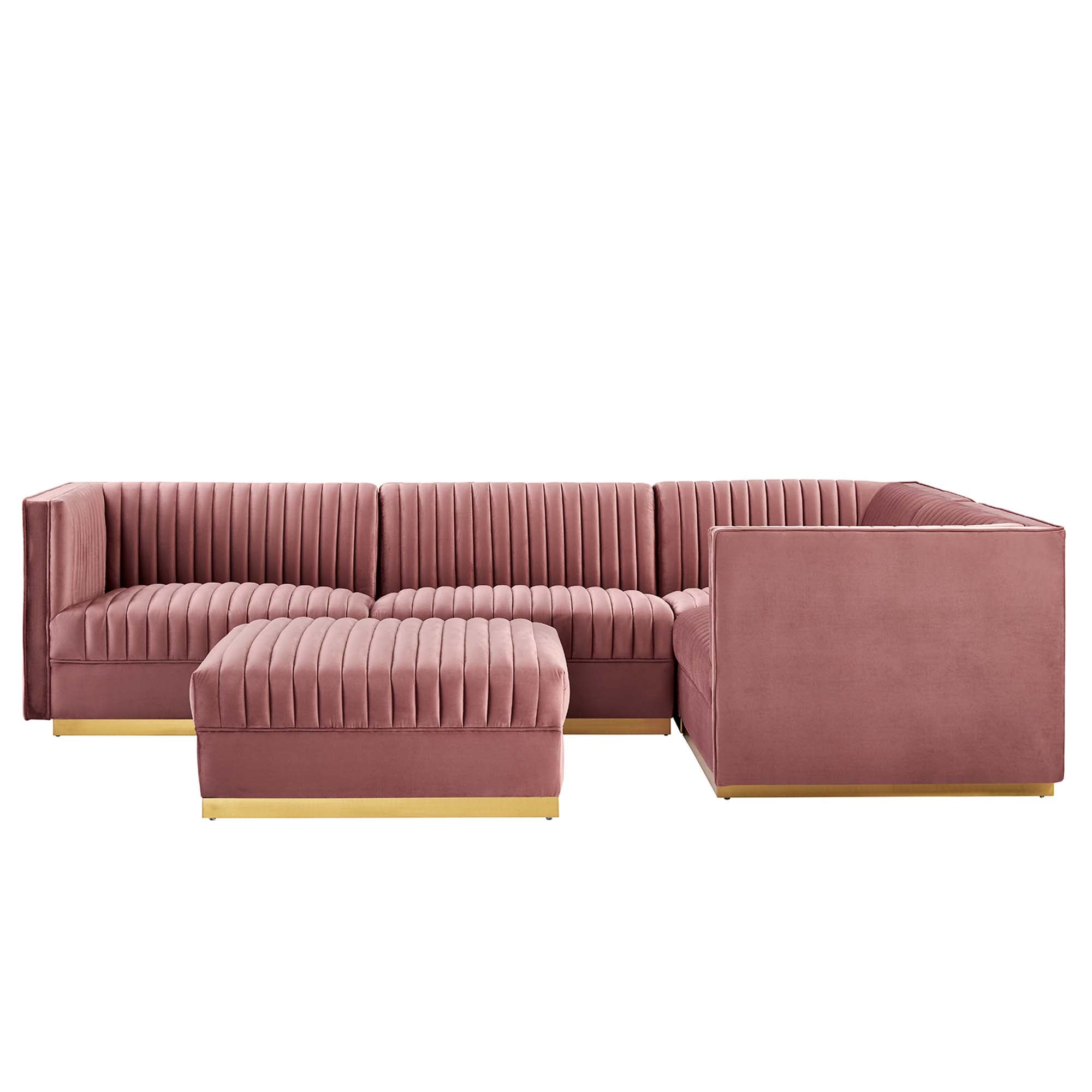 Sanguine Channel Tufted Performance Velvet 5-Piece Right-Facing Modular Sectional Sofa by Modway