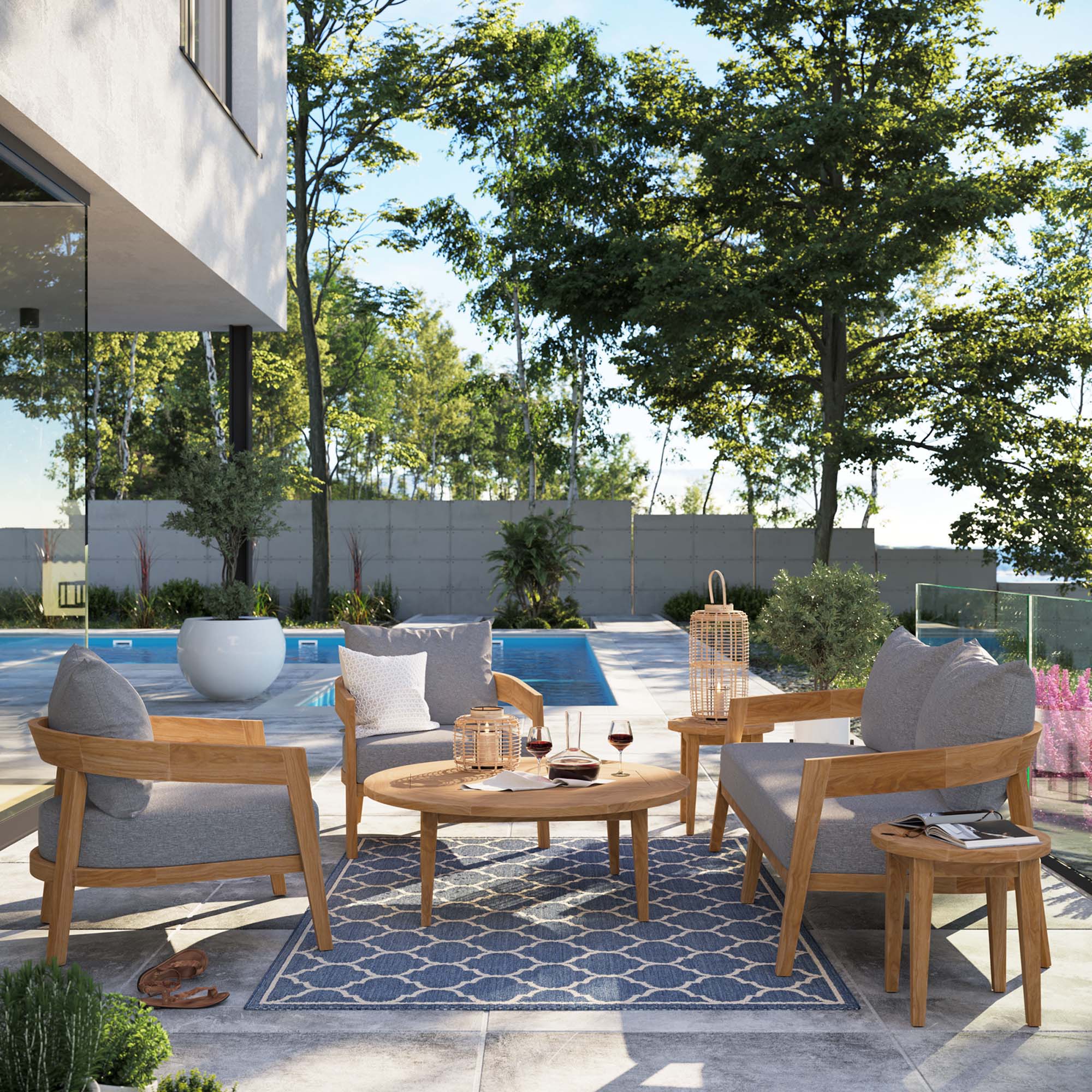 Brisbane 6-Piece Teak Wood Outdoor Patio Set by Modway