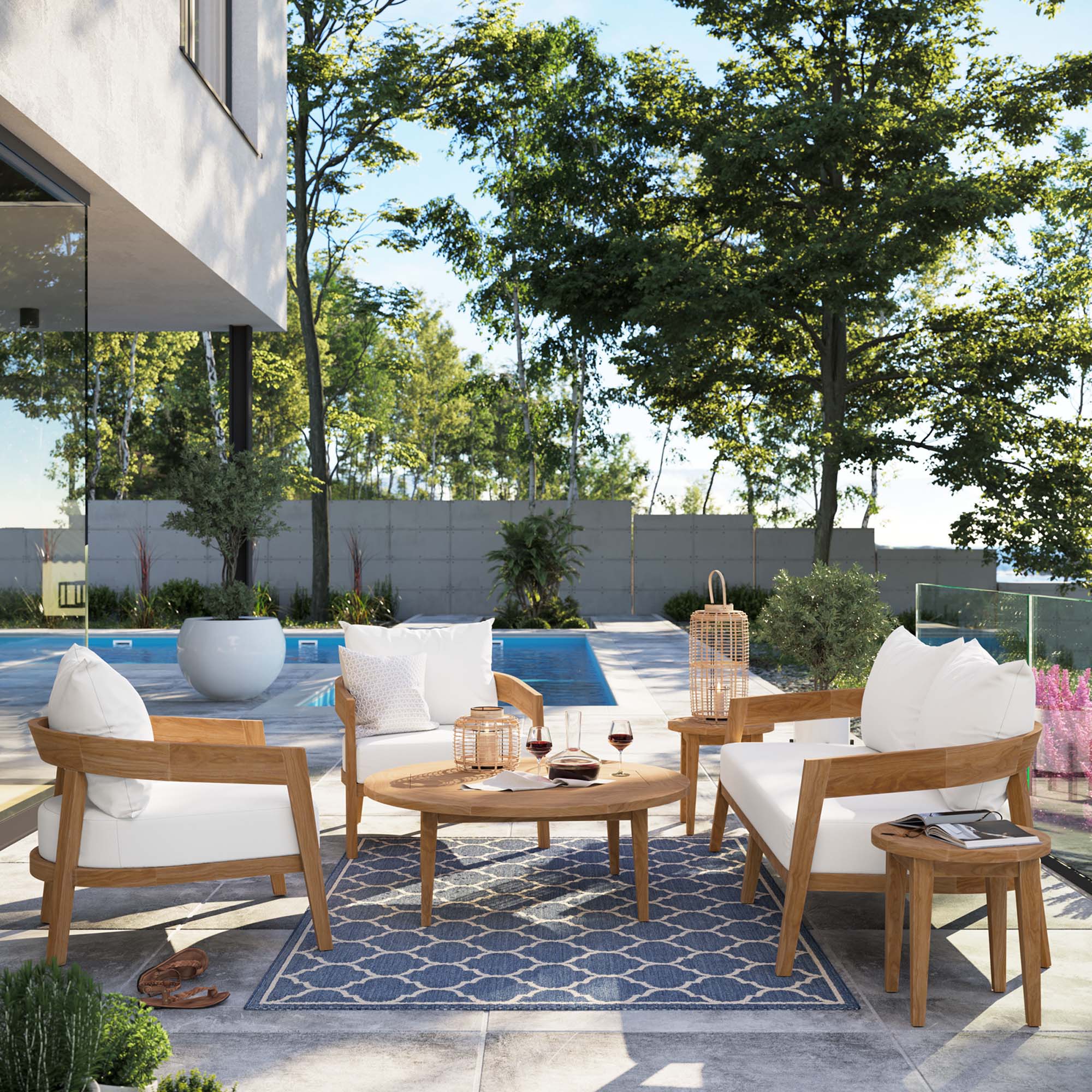 Brisbane 6-Piece Teak Wood Outdoor Patio Set by Modway