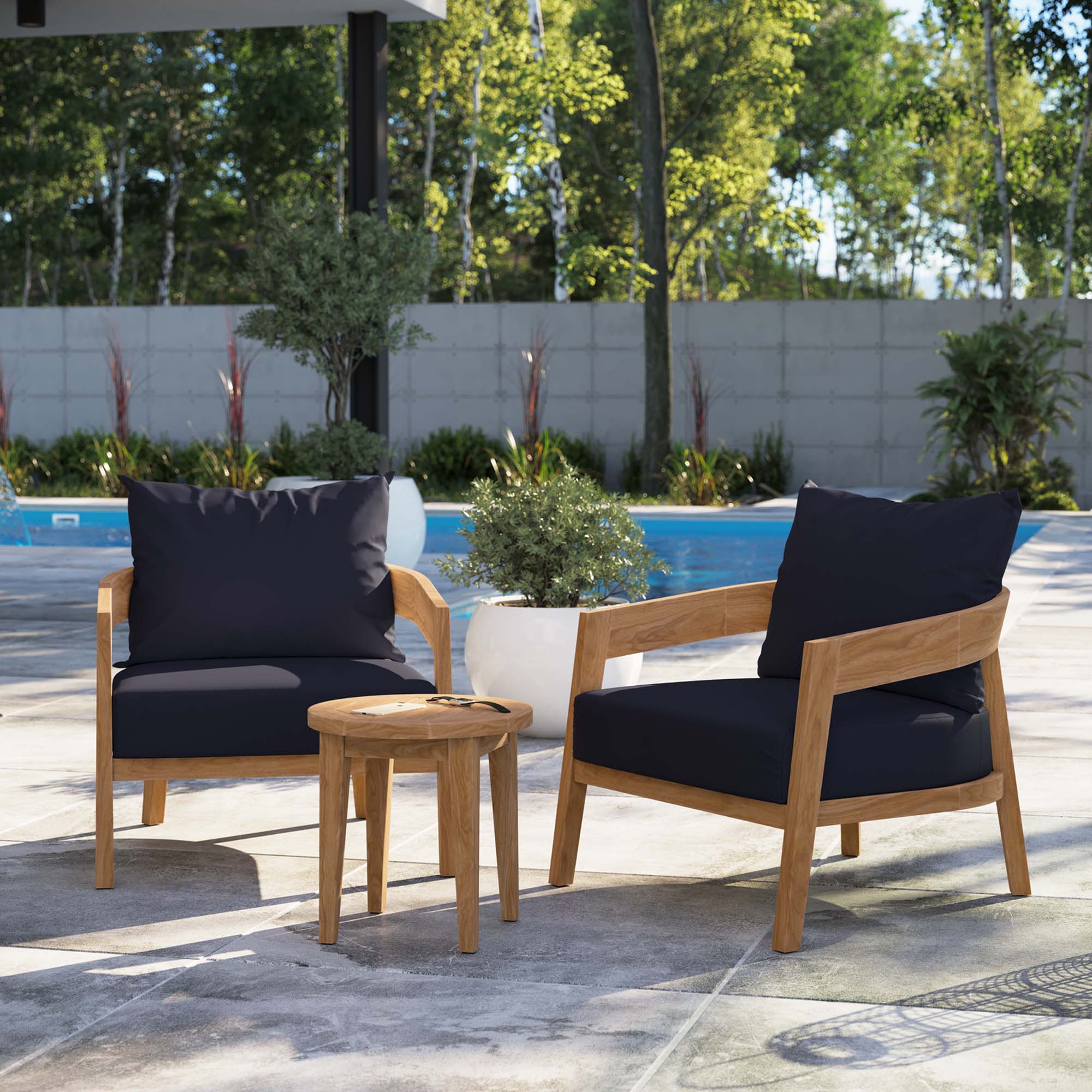 Brisbane 3-Piece Teak Wood Outdoor Patio Set by Modway