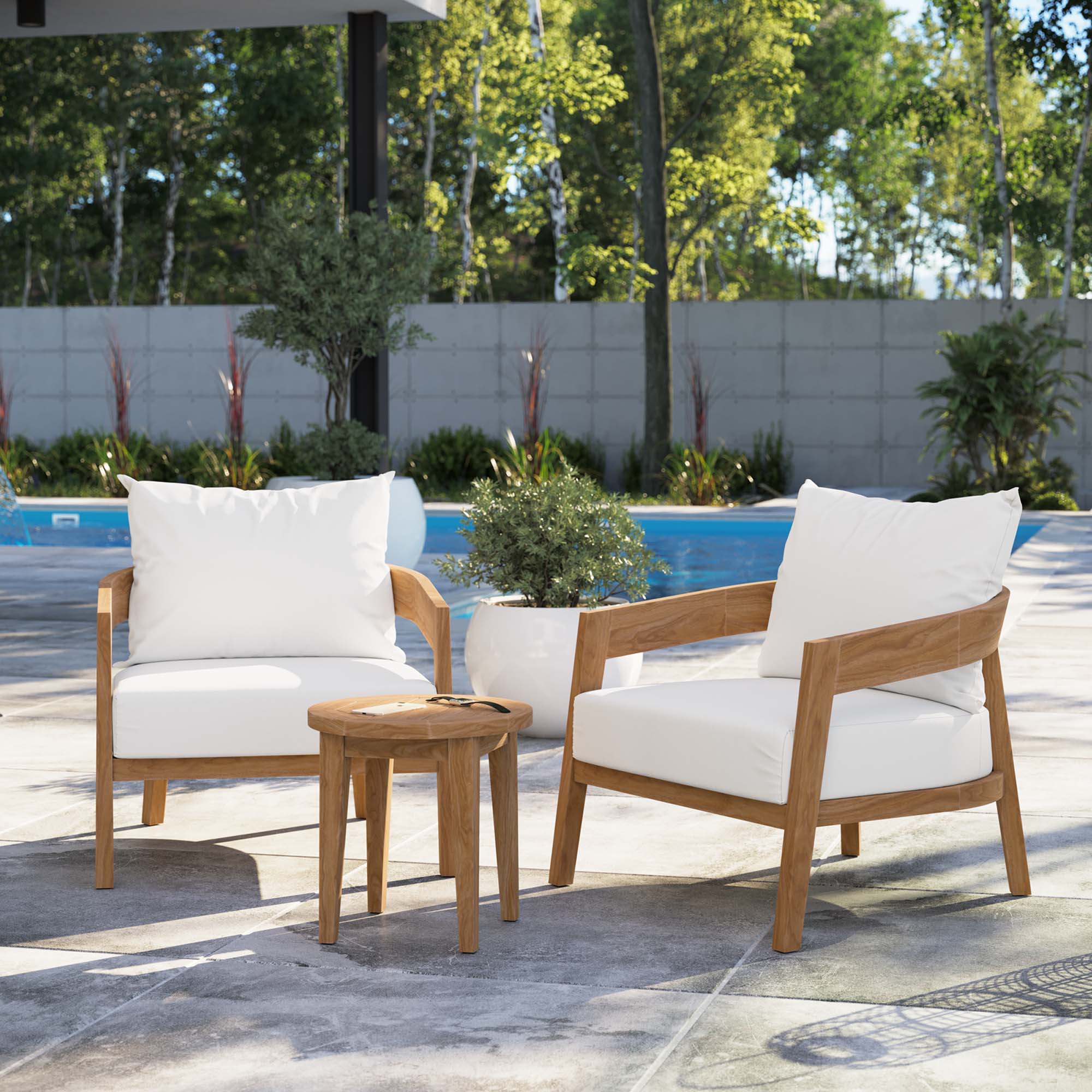 Brisbane 3-Piece Teak Wood Outdoor Patio Set by Modway
