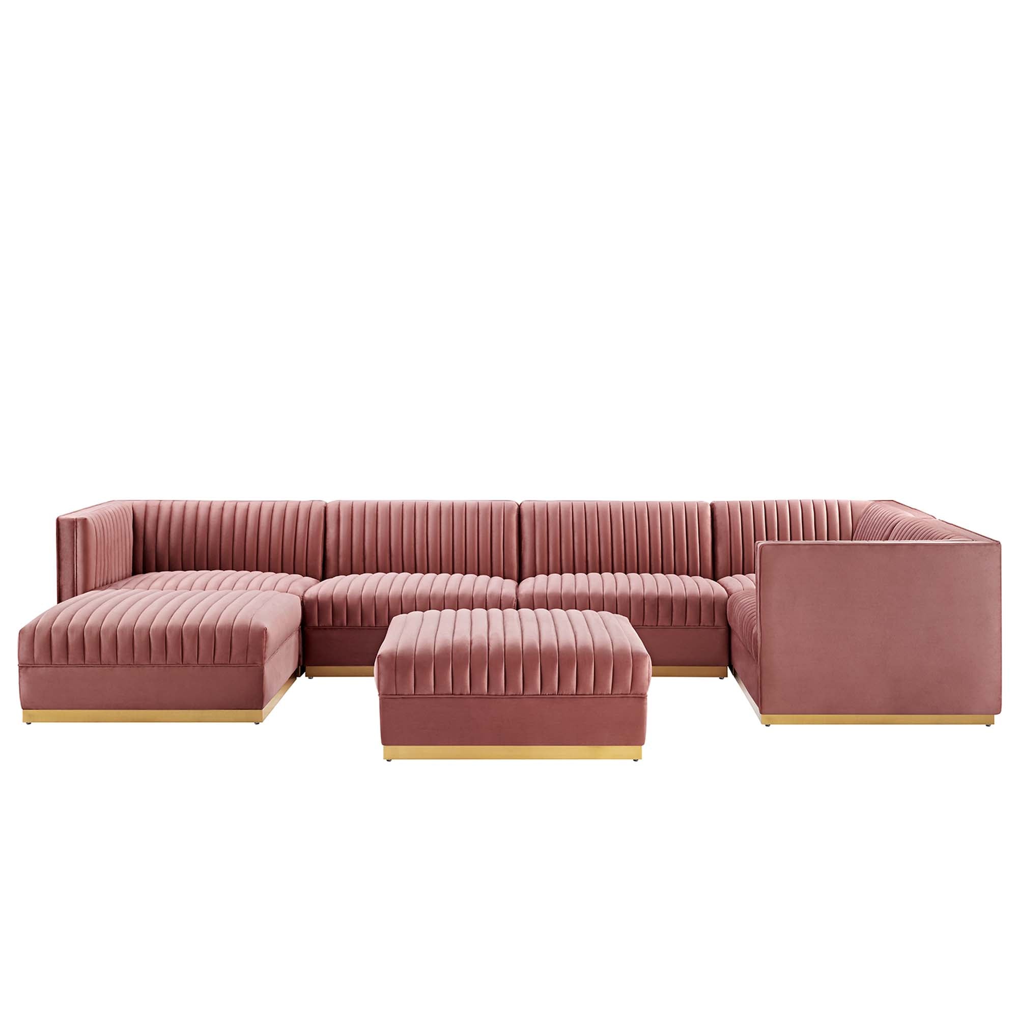 Sanguine Channel Tufted Performance Velvet 7-Piece Right-Facing Modular Sectional Sofa by Modway