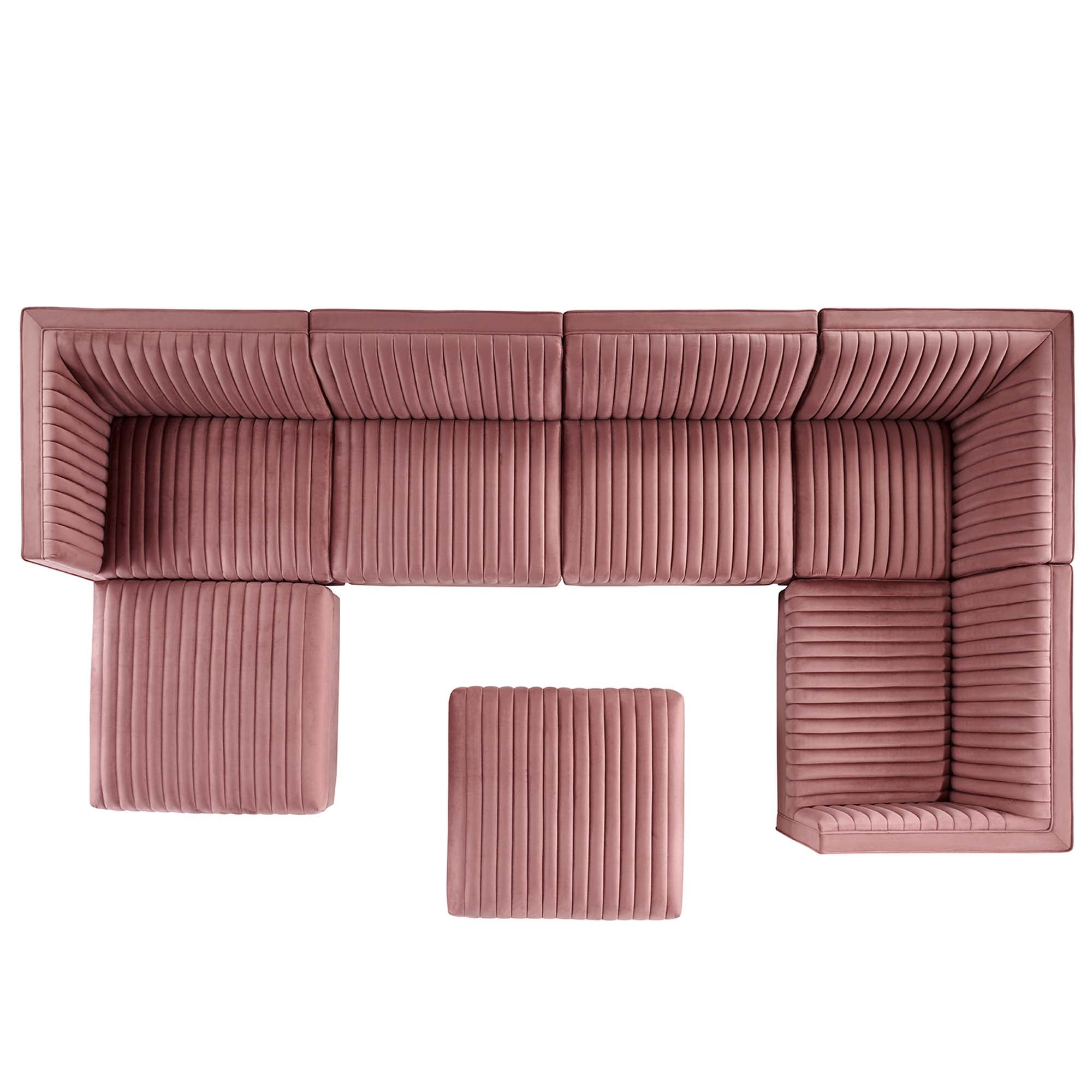 Sanguine Channel Tufted Performance Velvet 7-Piece Right-Facing Modular Sectional Sofa by Modway