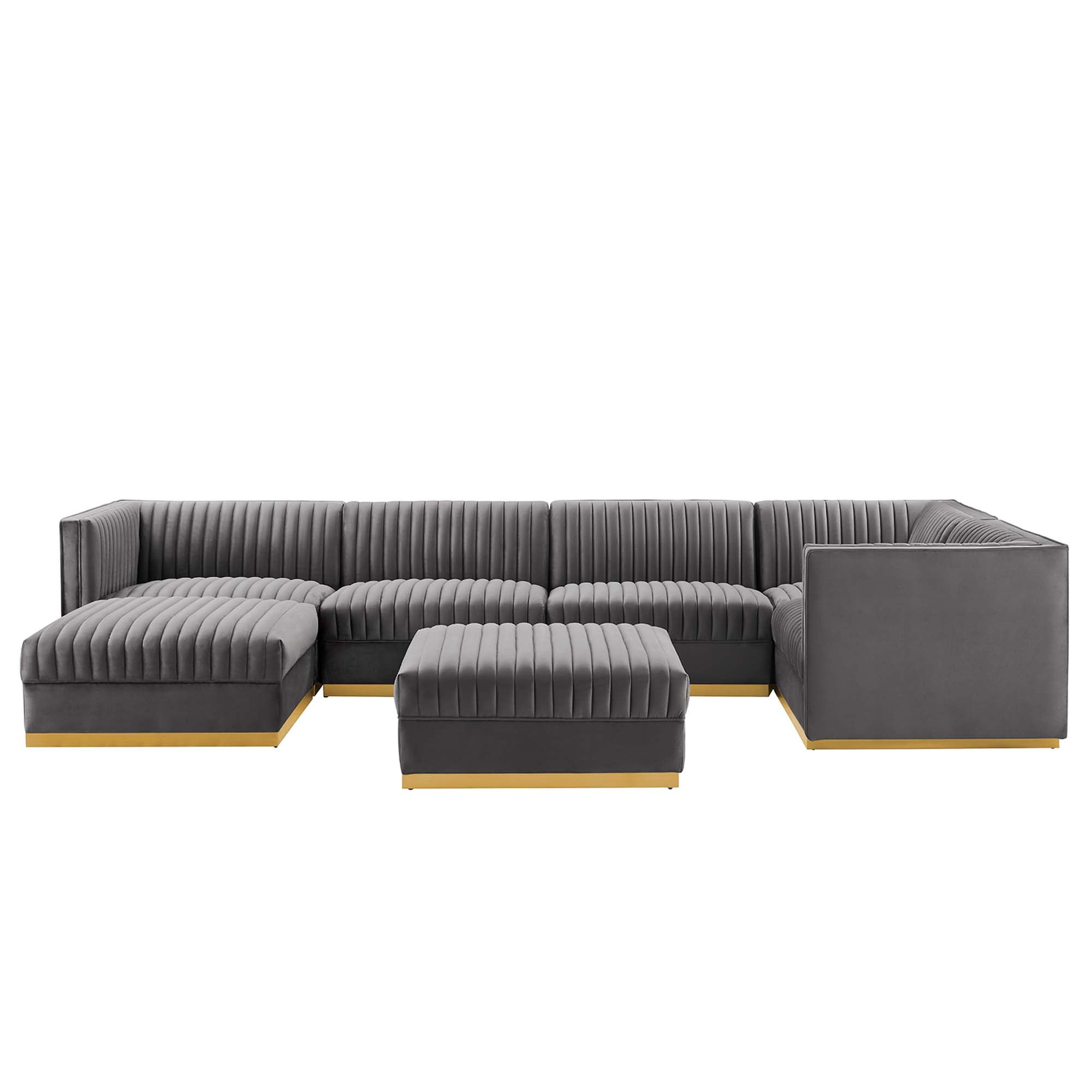 Sanguine Channel Tufted Performance Velvet 7-Piece Right-Facing Modular Sectional Sofa by Modway