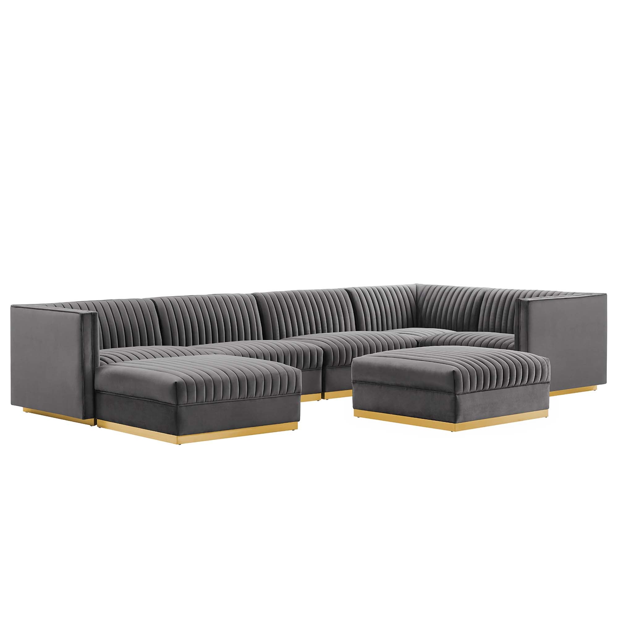 Sanguine Channel Tufted Performance Velvet 7-Piece Right-Facing Modular Sectional Sofa by Modway