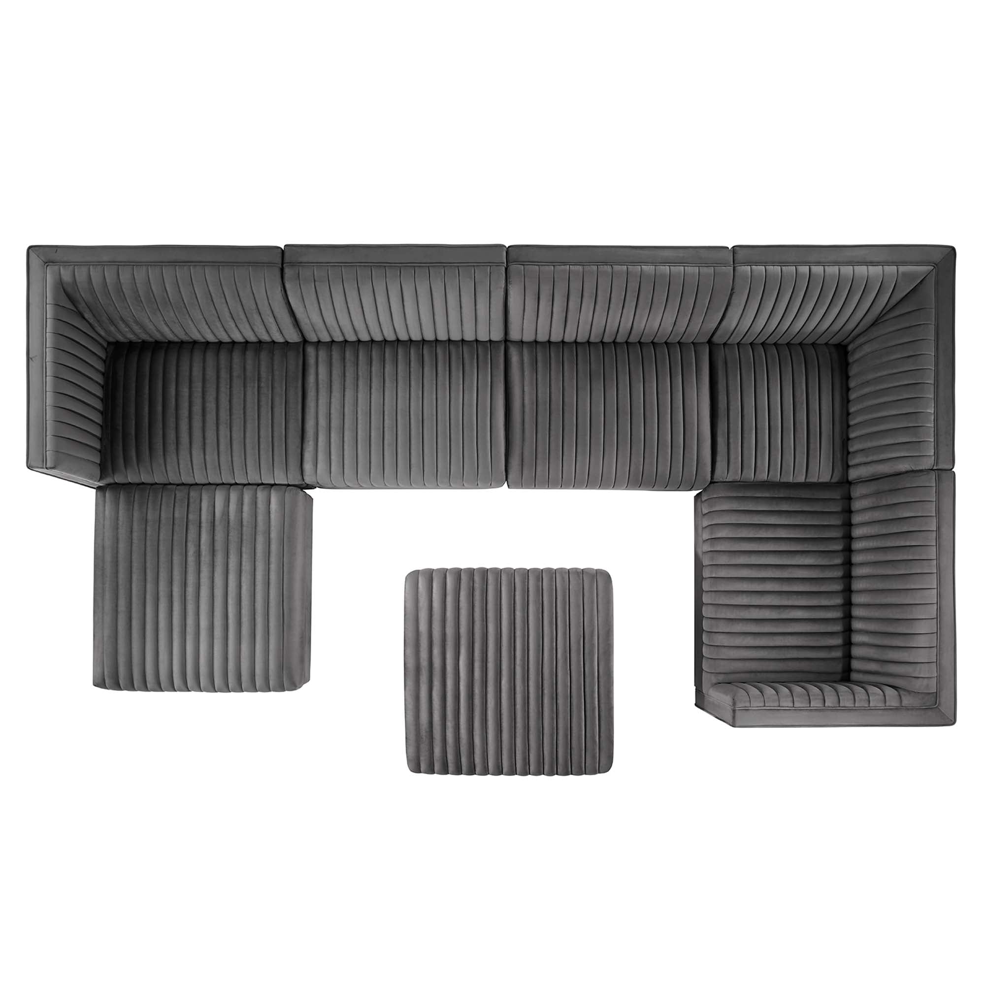 Sanguine Channel Tufted Performance Velvet 7-Piece Right-Facing Modular Sectional Sofa by Modway