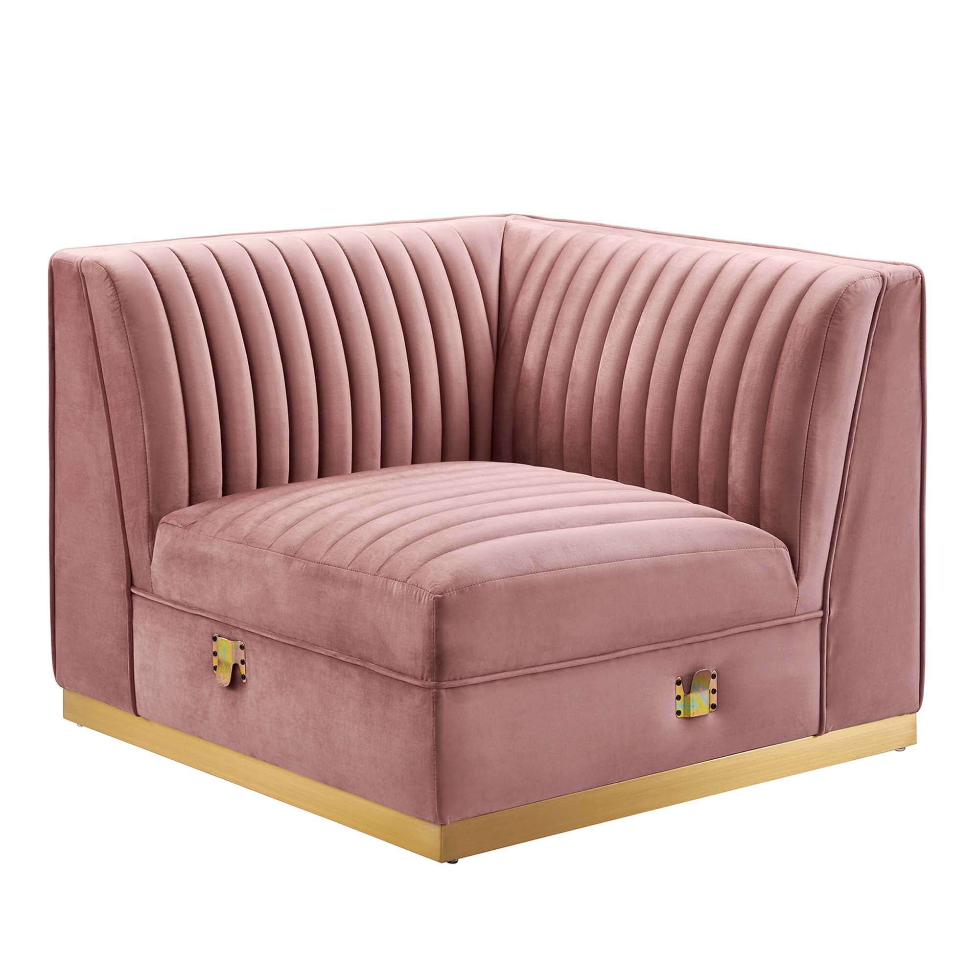 Sanguine 7-Piece Channel Tufted Performance Velvet Left-Facing Modular Sectional Sofa by Modway