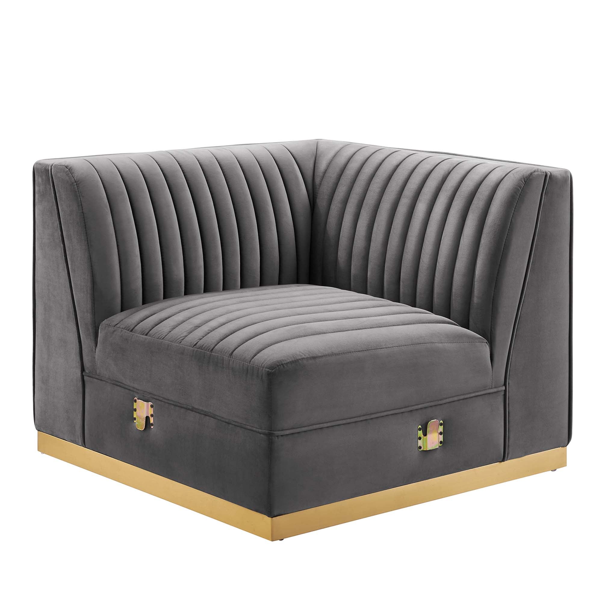 Sanguine 7-Piece Channel Tufted Performance Velvet Left-Facing Modular Sectional Sofa by Modway
