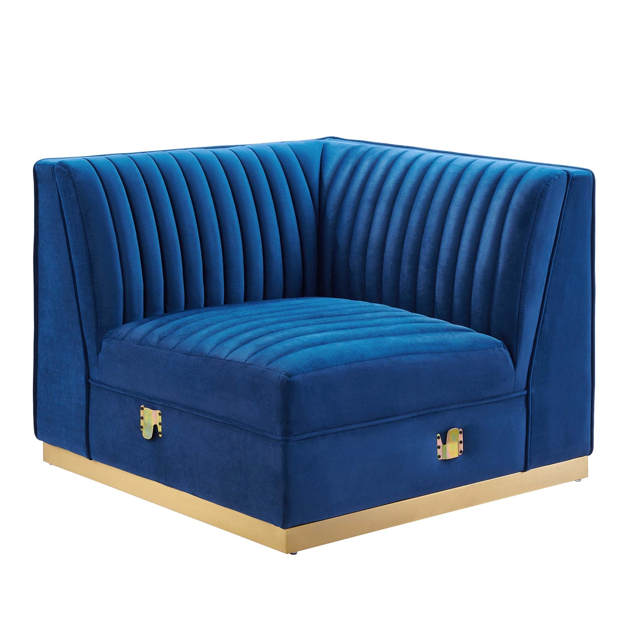 Sanguine 7-Piece Channel Tufted Performance Velvet Left-Facing Modular Sectional Sofa by Modway