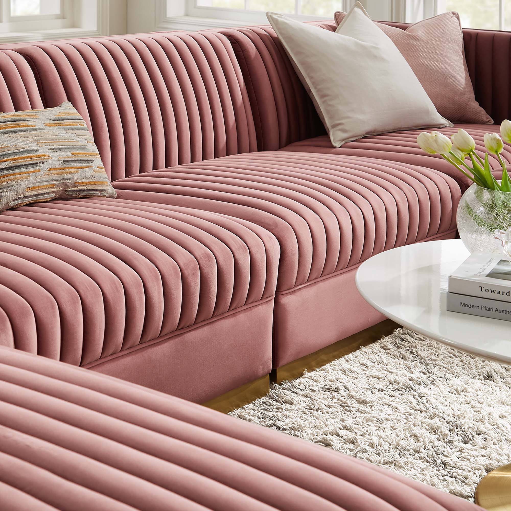 Sanguine Channel Tufted Performance Velvet 6-Piece Modular Sectional Sofa by Modway