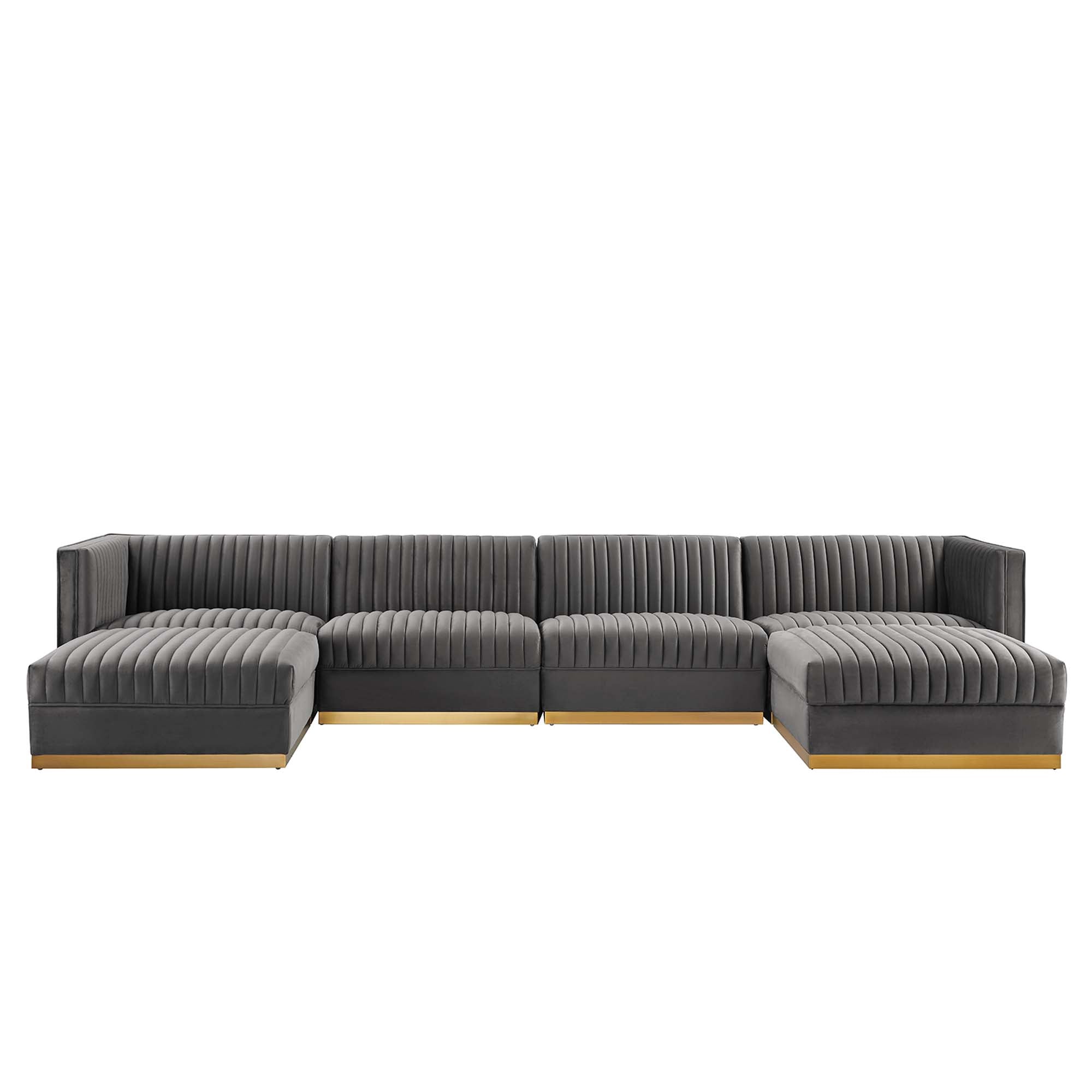Sanguine Channel Tufted Performance Velvet 6-Piece Modular Sectional Sofa by Modway