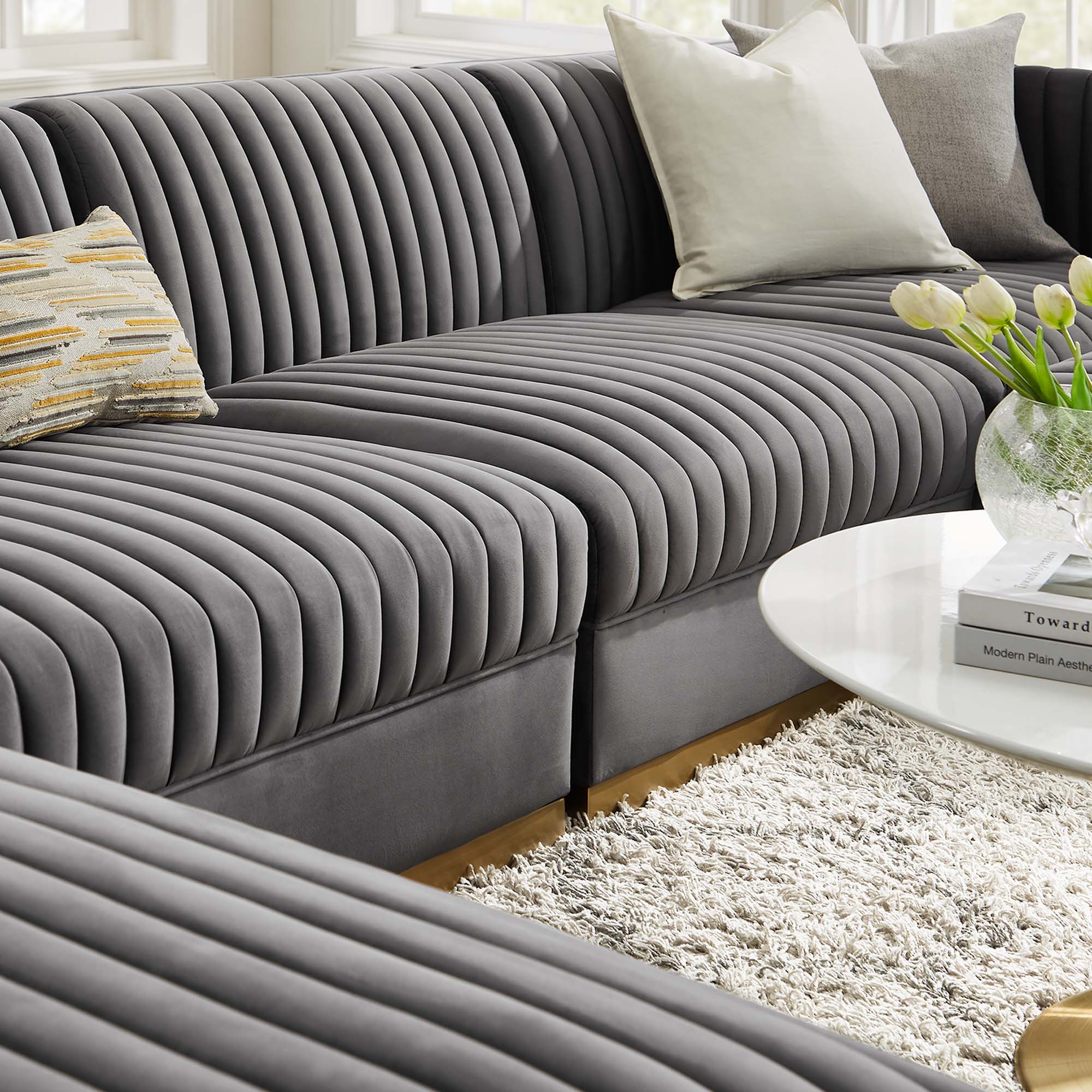 Sanguine Channel Tufted Performance Velvet 6-Piece Modular Sectional Sofa by Modway