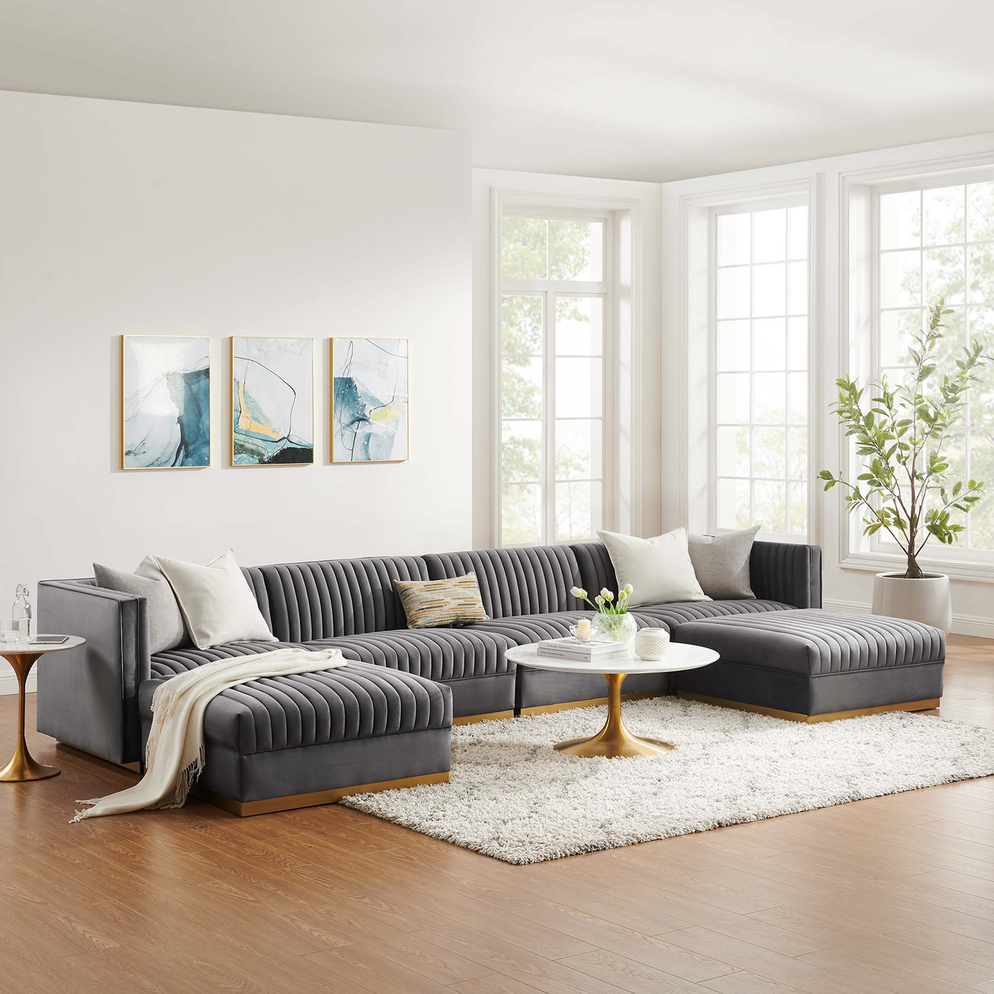 Sanguine Channel Tufted Performance Velvet 6-Piece Modular Sectional Sofa by Modway