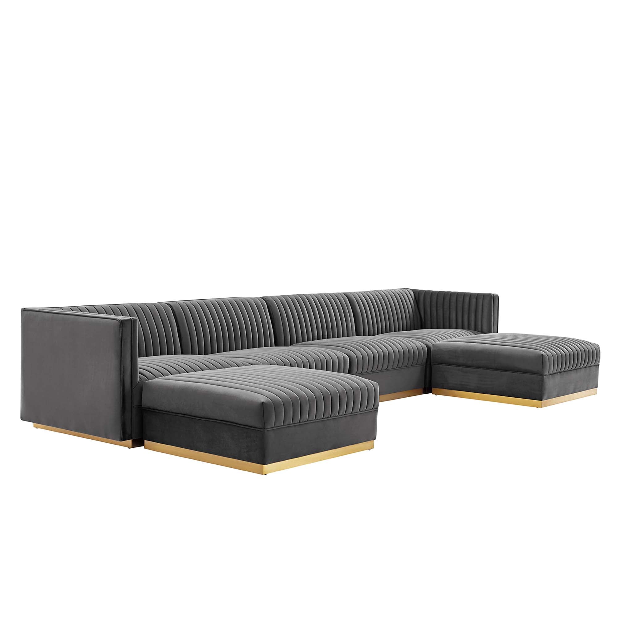 Sanguine Channel Tufted Performance Velvet 6-Piece Modular Sectional Sofa by Modway
