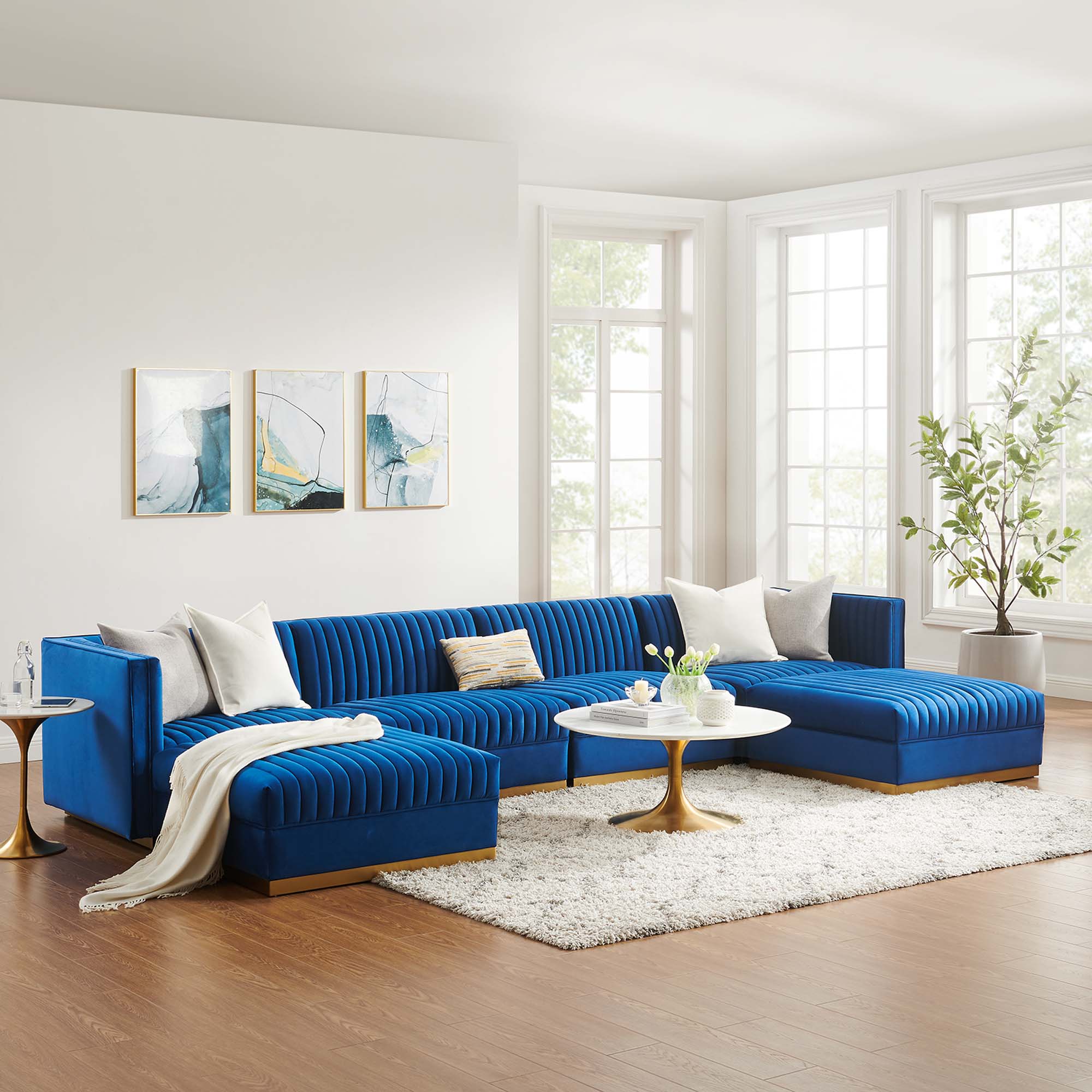 Sanguine Channel Tufted Performance Velvet 6-Piece Modular Sectional Sofa by Modway