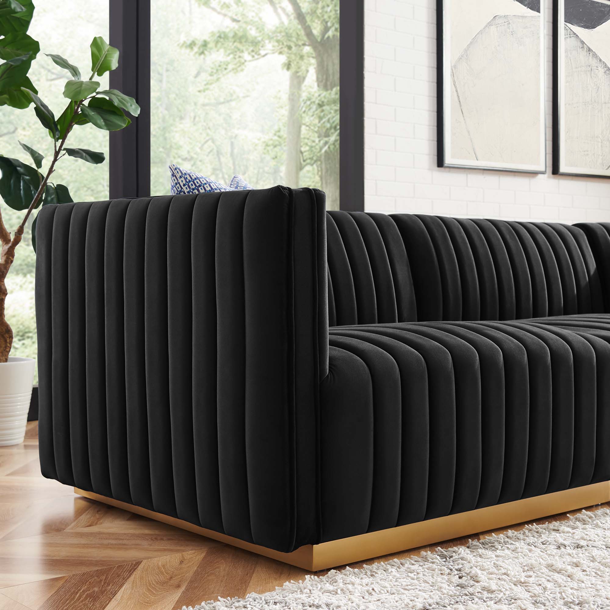 Conjure 4-Piece Channel Tufted Performance Velvet Sectional by Modway