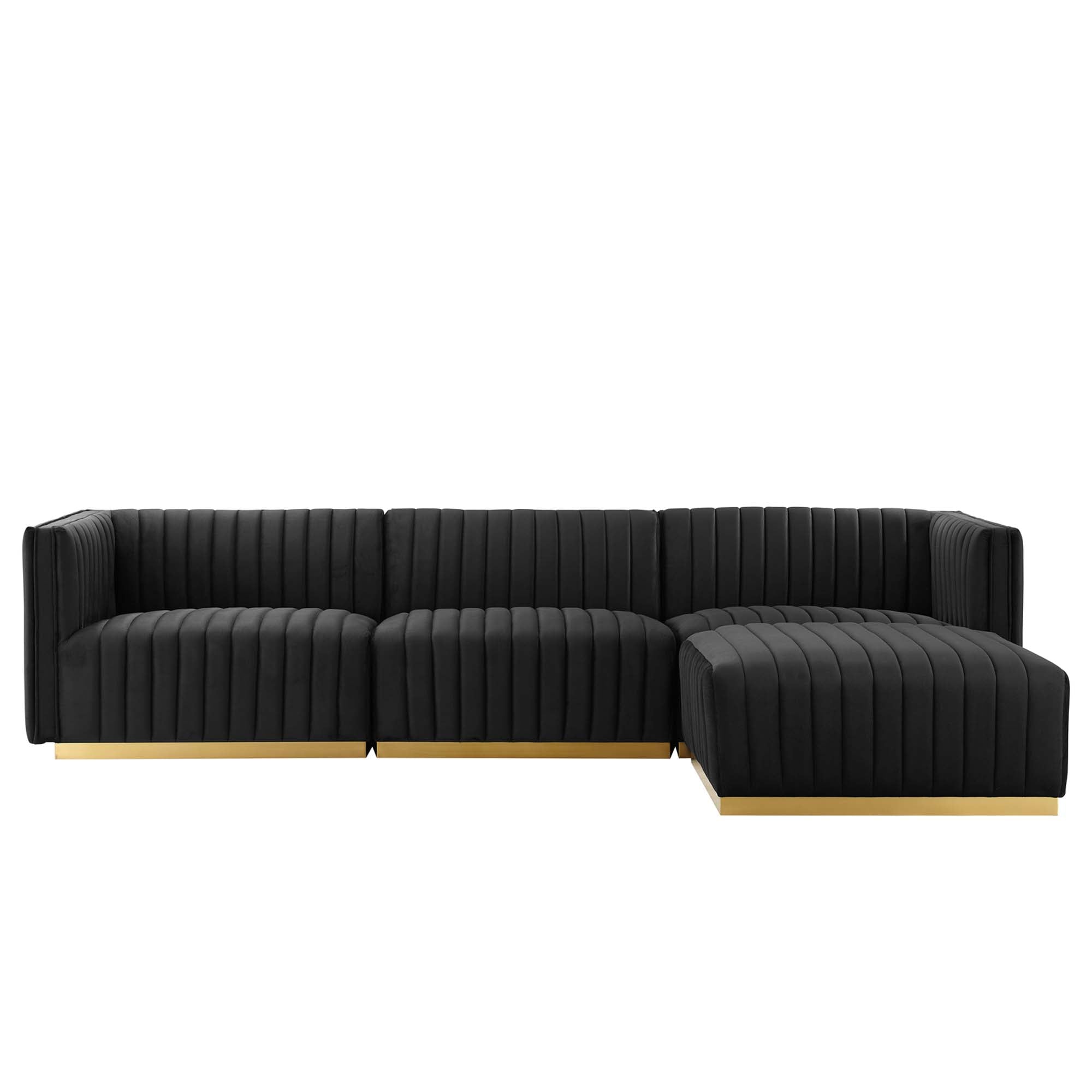 Conjure 4-Piece Channel Tufted Performance Velvet Sectional by Modway
