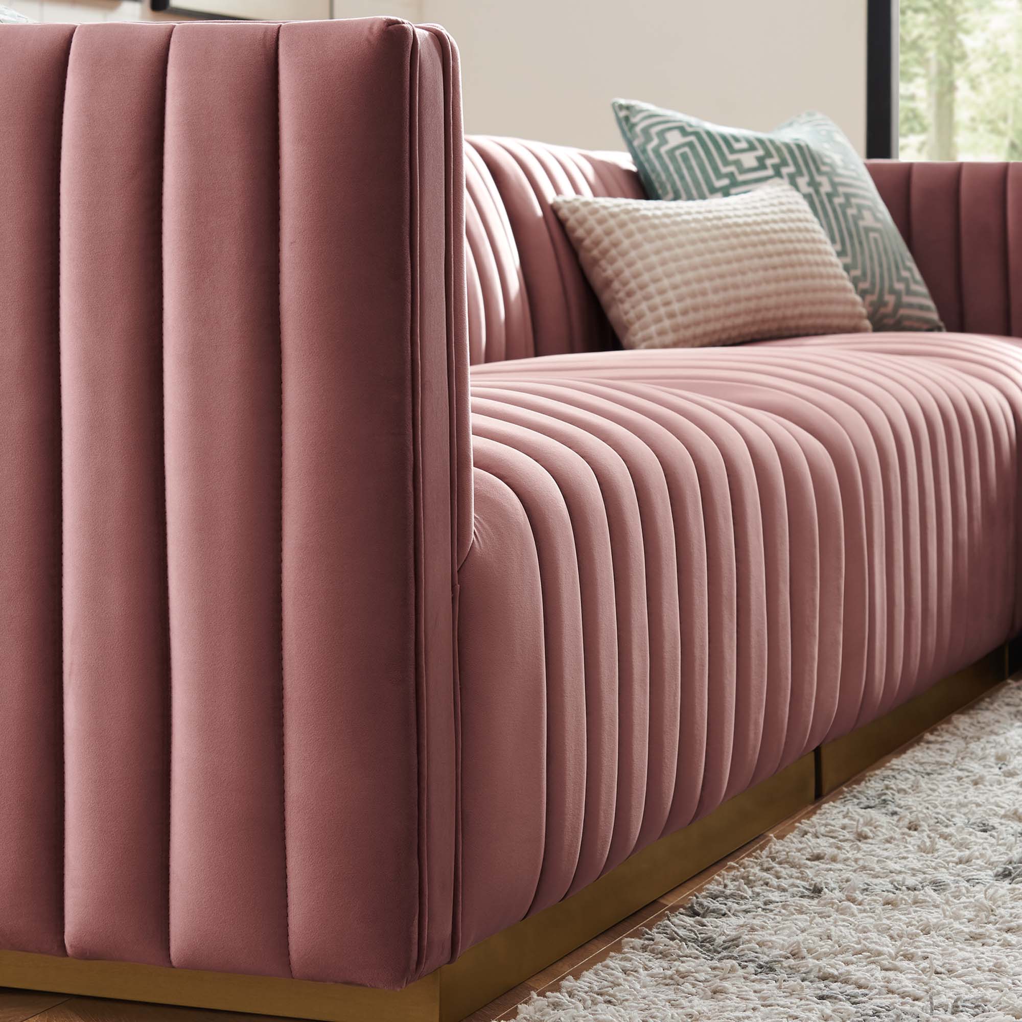 Conjure 4-Piece Channel Tufted Performance Velvet Sectional by Modway