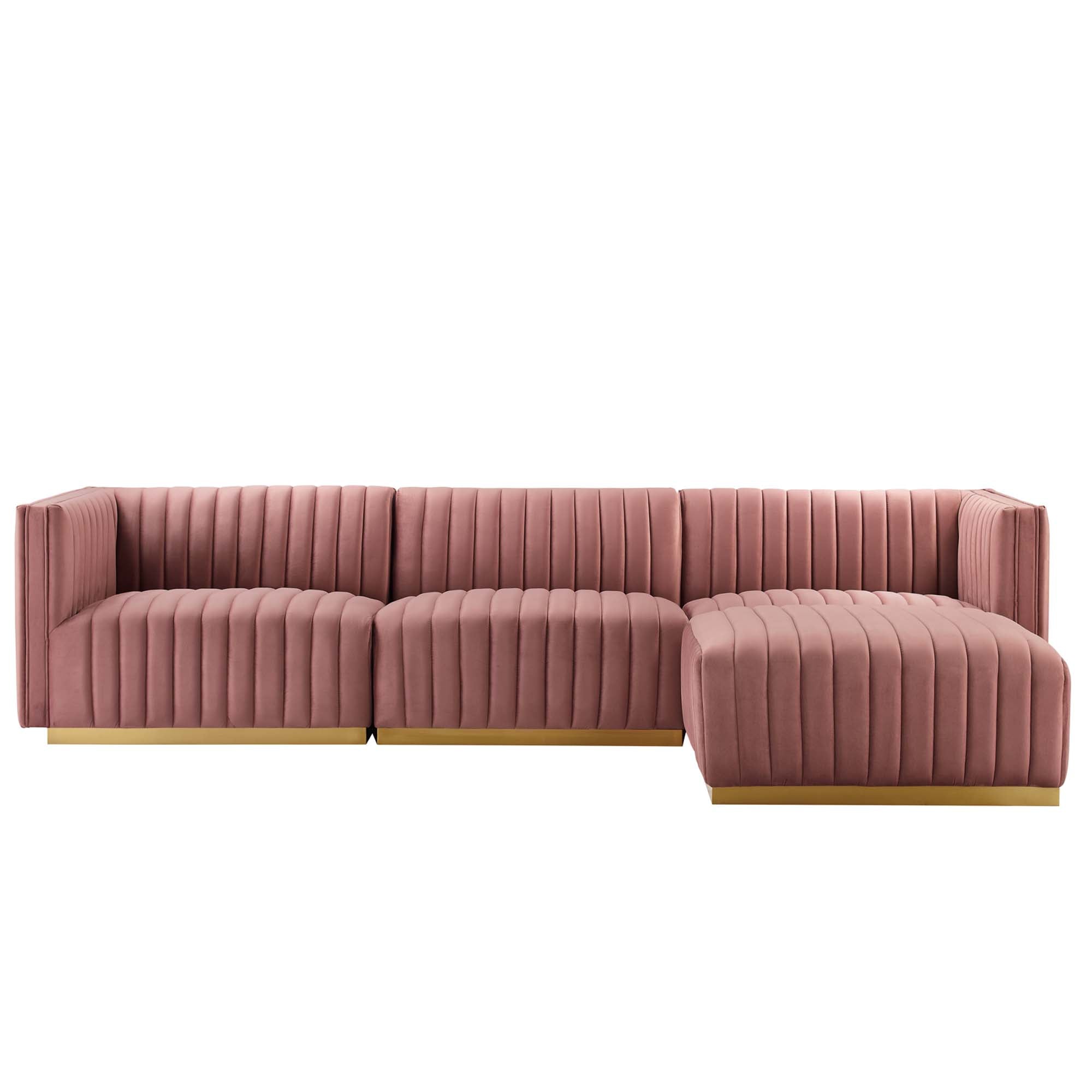 Conjure 4-Piece Channel Tufted Performance Velvet Sectional by Modway