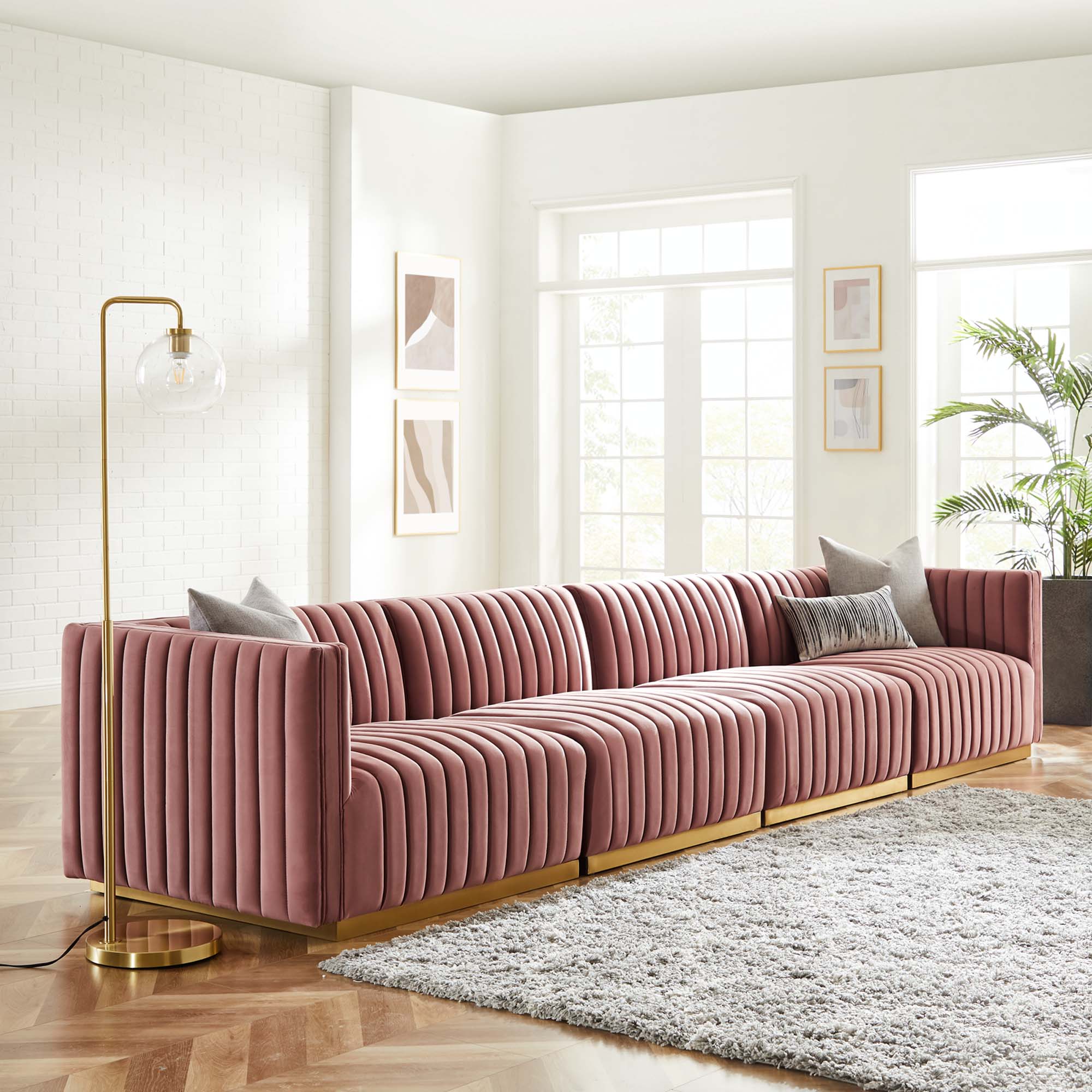 Conjure Channel Tufted Performance Velvet 4-Piece Sofa by Modway