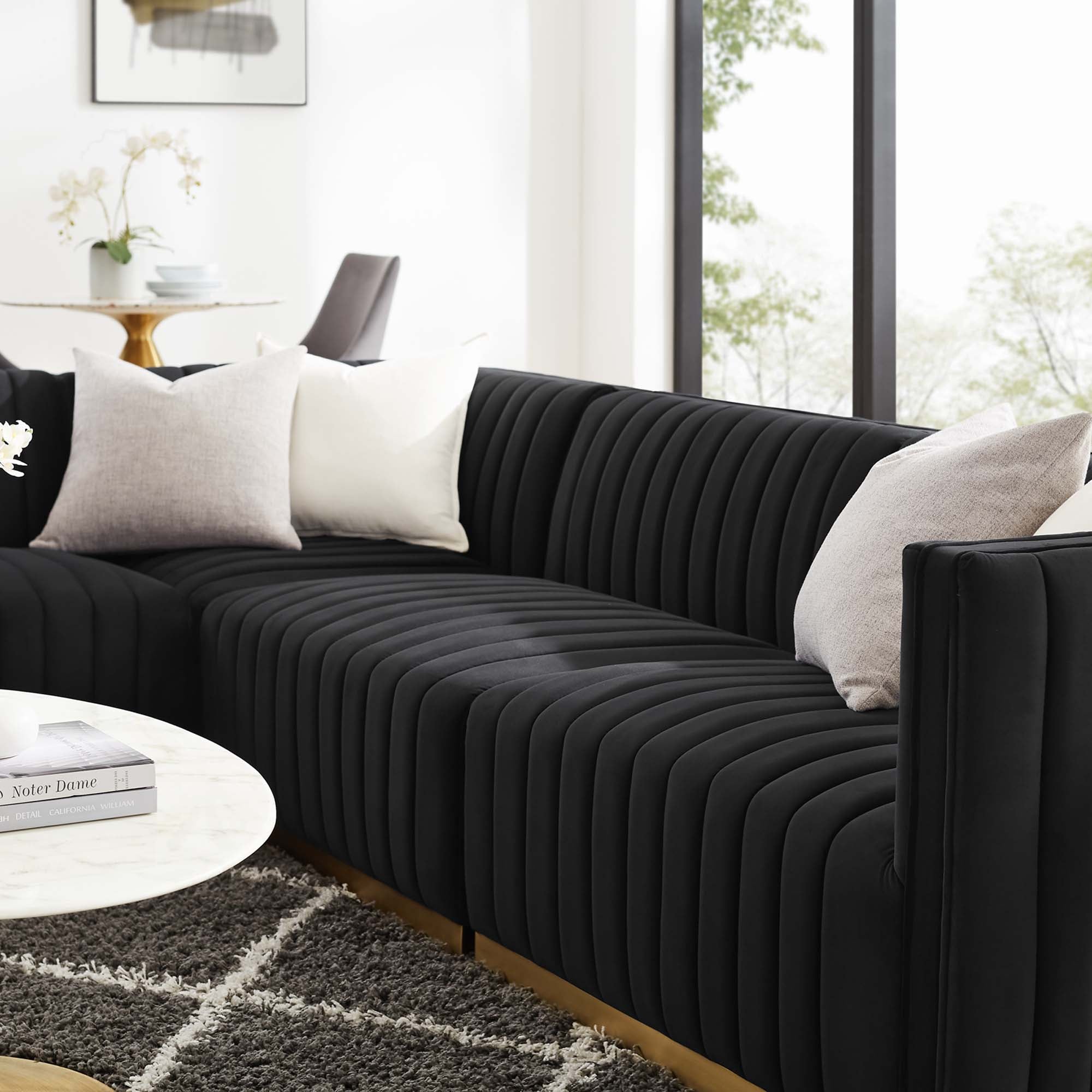Conjure 4-Piece Channel Tufted Performance Velvet Sectional by Modway