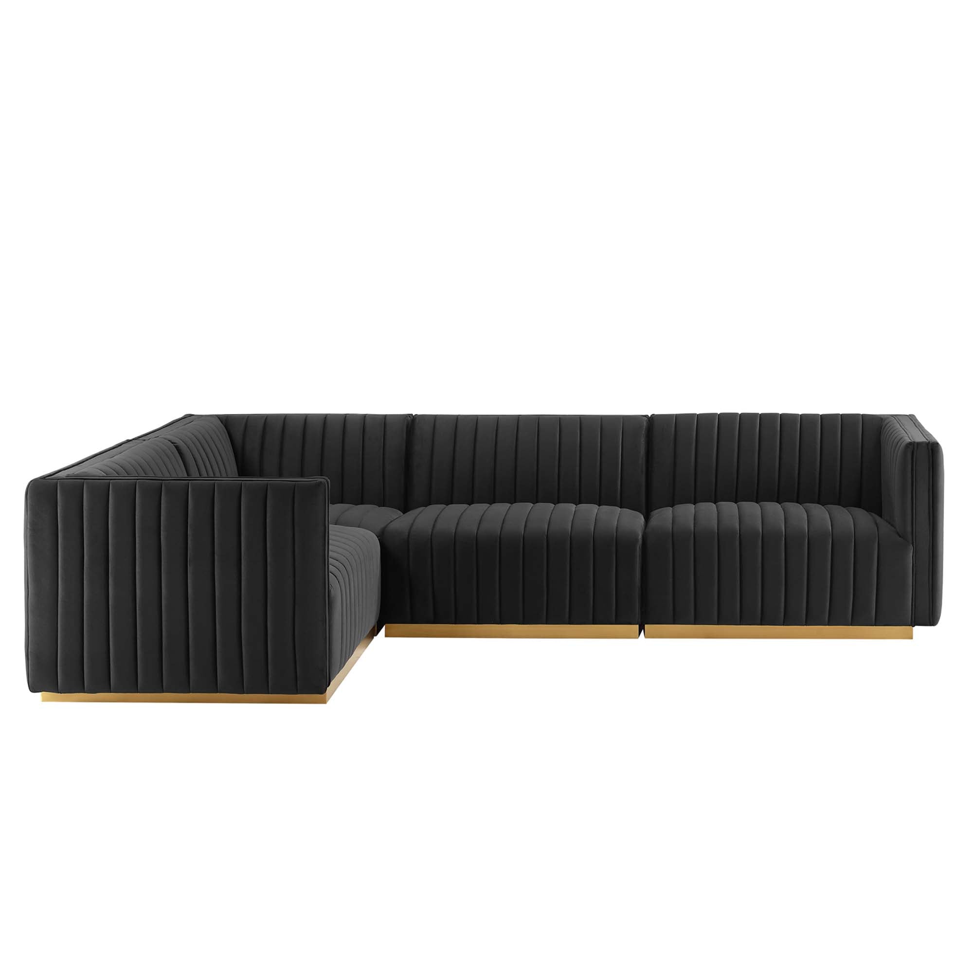 Conjure 4-Piece Channel Tufted Performance Velvet Sectional by Modway