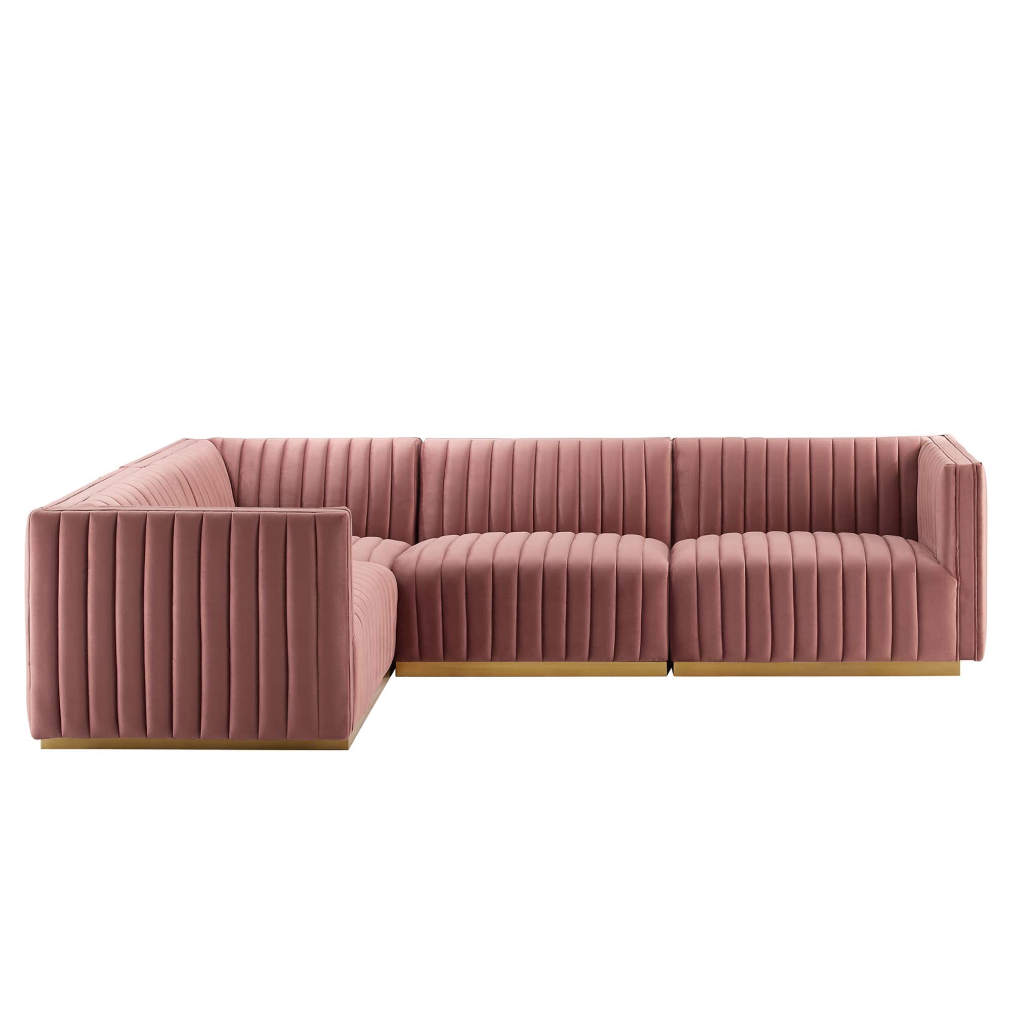 Conjure 4-Piece Channel Tufted Performance Velvet Sectional by Modway
