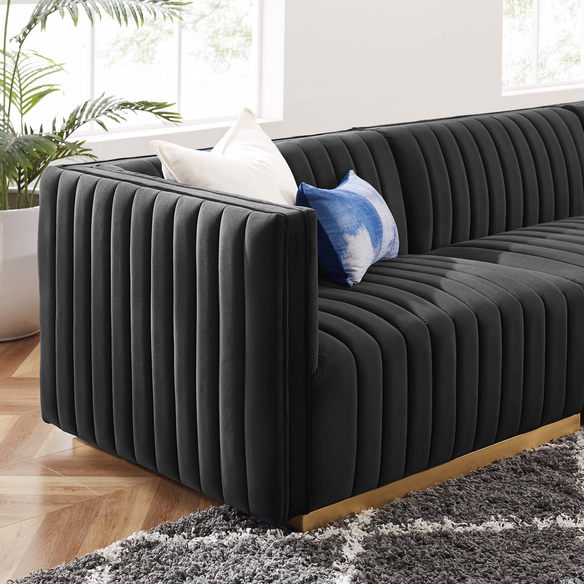 Conjure 5-Piece Channel Tufted Performance Velvet Sectional by Modway