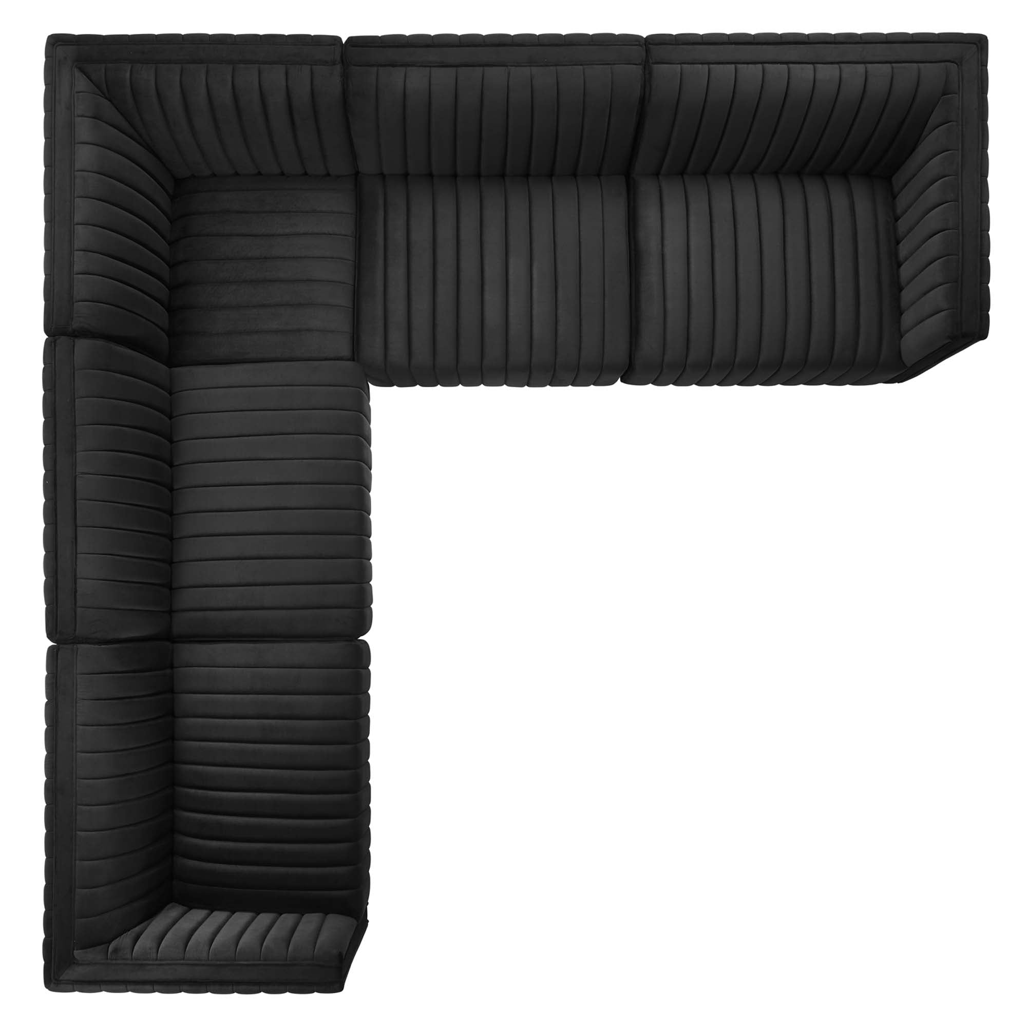 Conjure 5-Piece Channel Tufted Performance Velvet Sectional by Modway