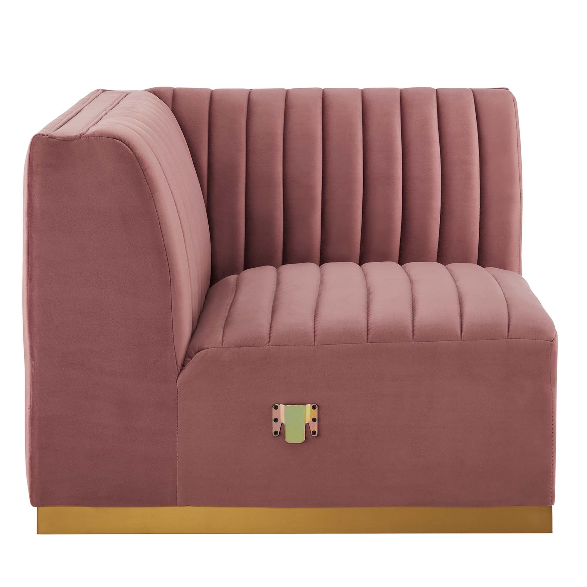 Conjure 5-Piece Channel Tufted Performance Velvet Sectional by Modway