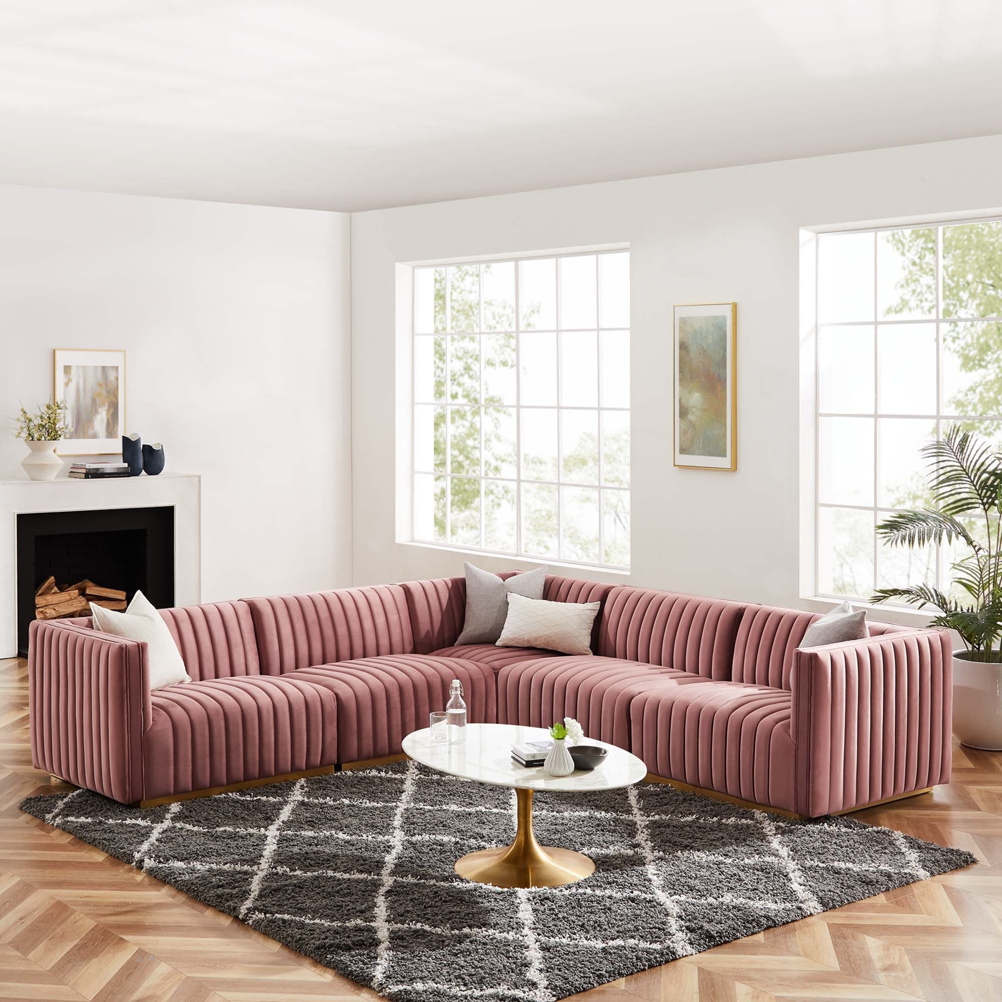 Conjure Channel Tufted Performance Velvet 5-Piece Sectional by Modway