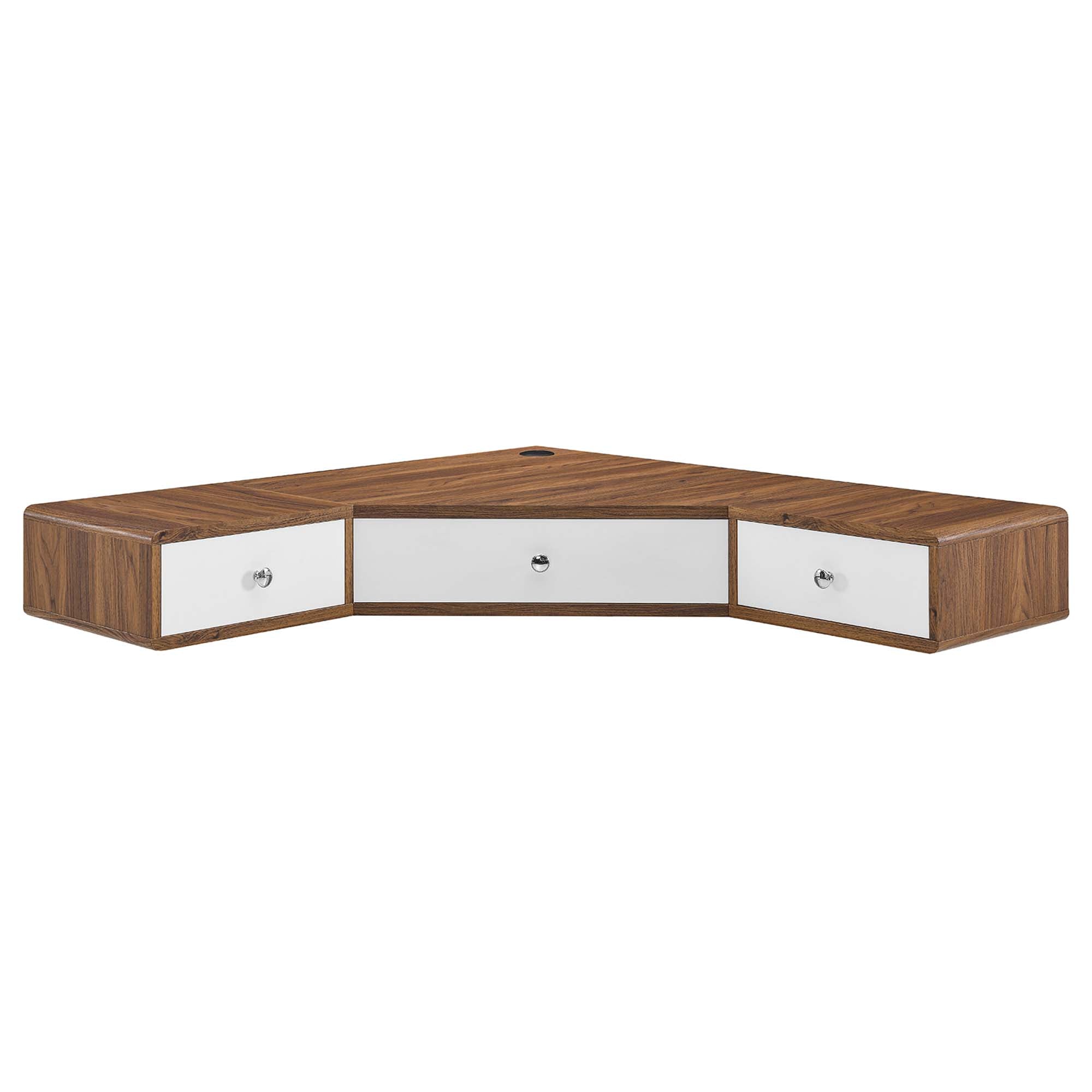 Transmit 47" Wall Mount Corner Walnut Office Desk by Modway