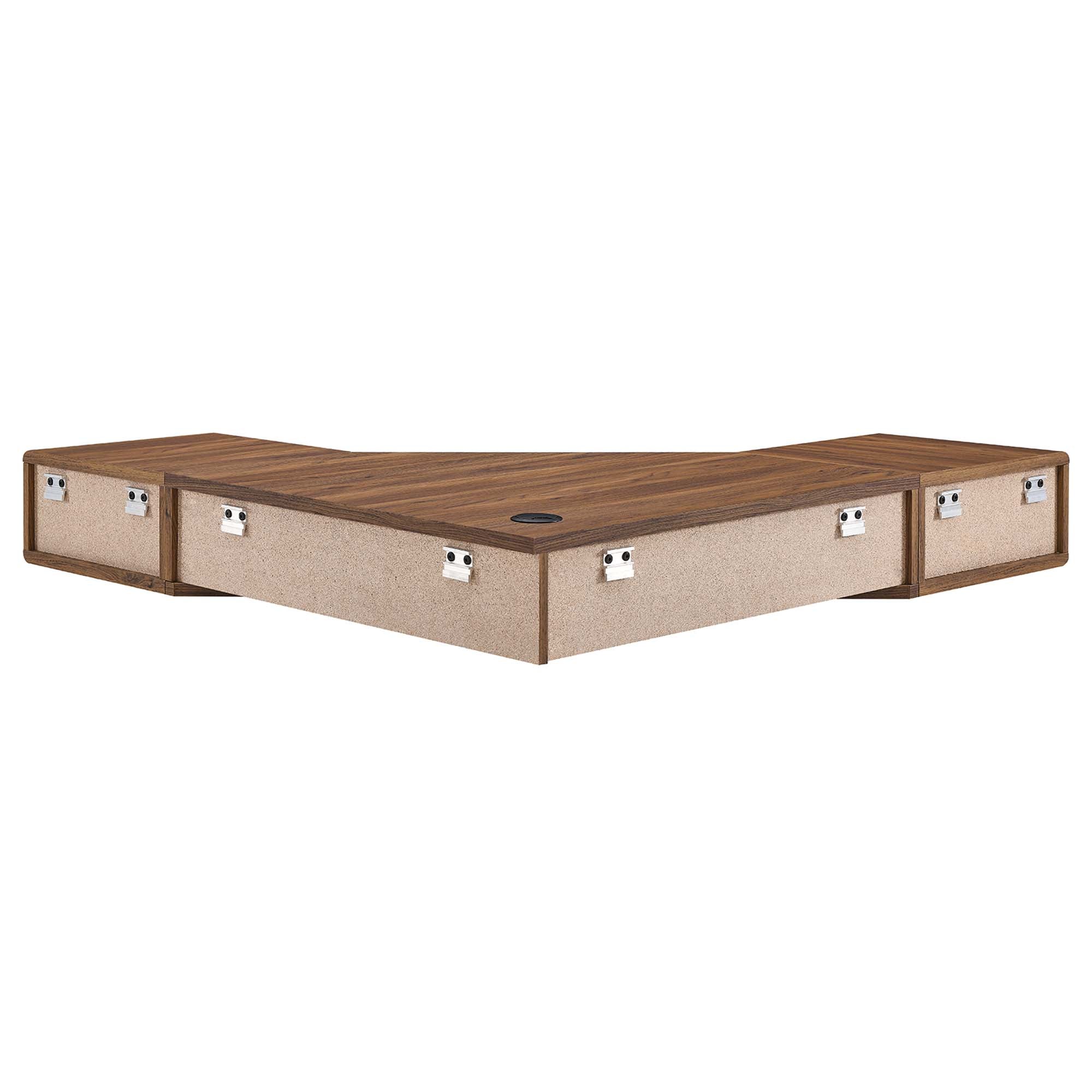 Transmit 47" Wall Mount Corner Walnut Office Desk by Modway