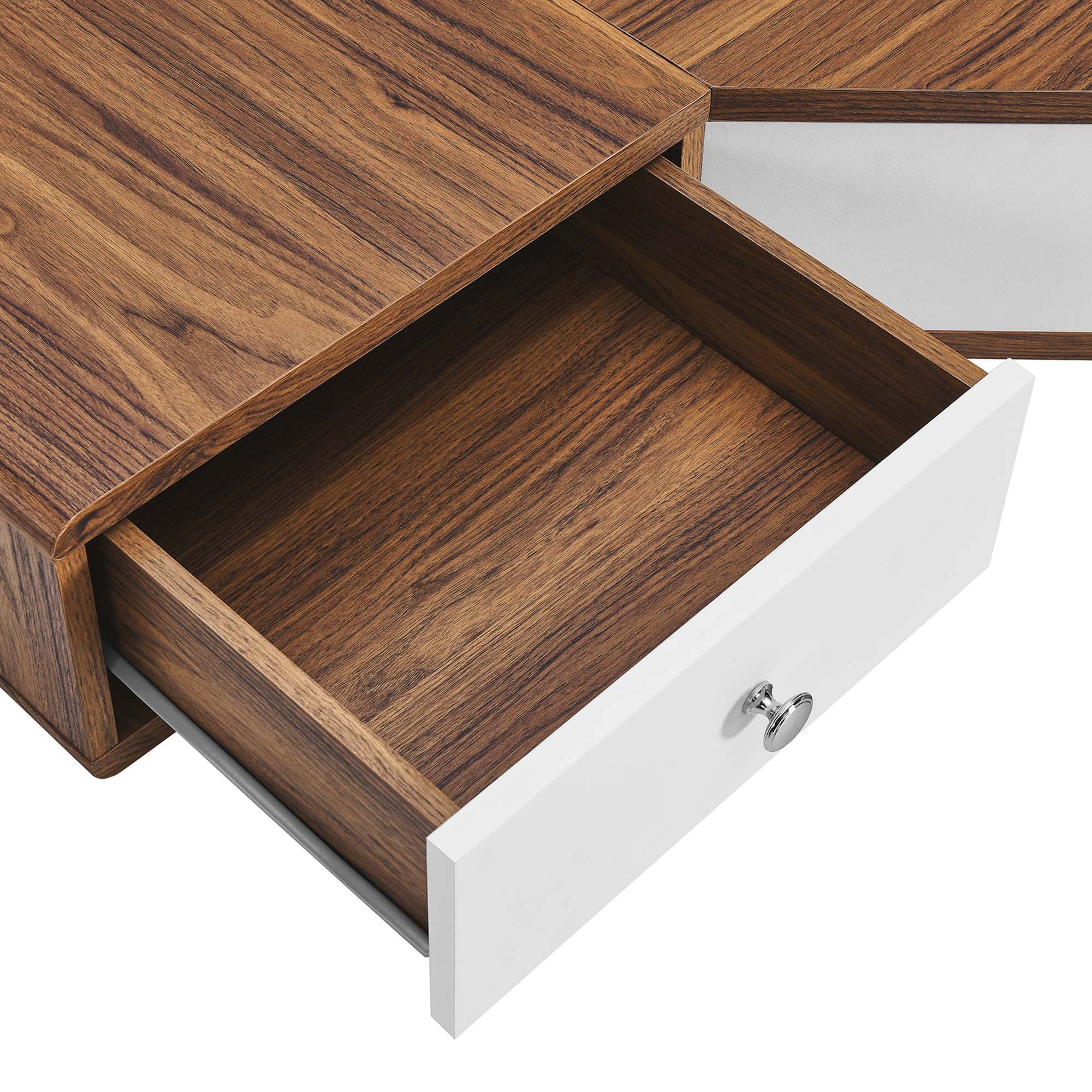Transmit 47" Wall Mount Corner Walnut Office Desk by Modway