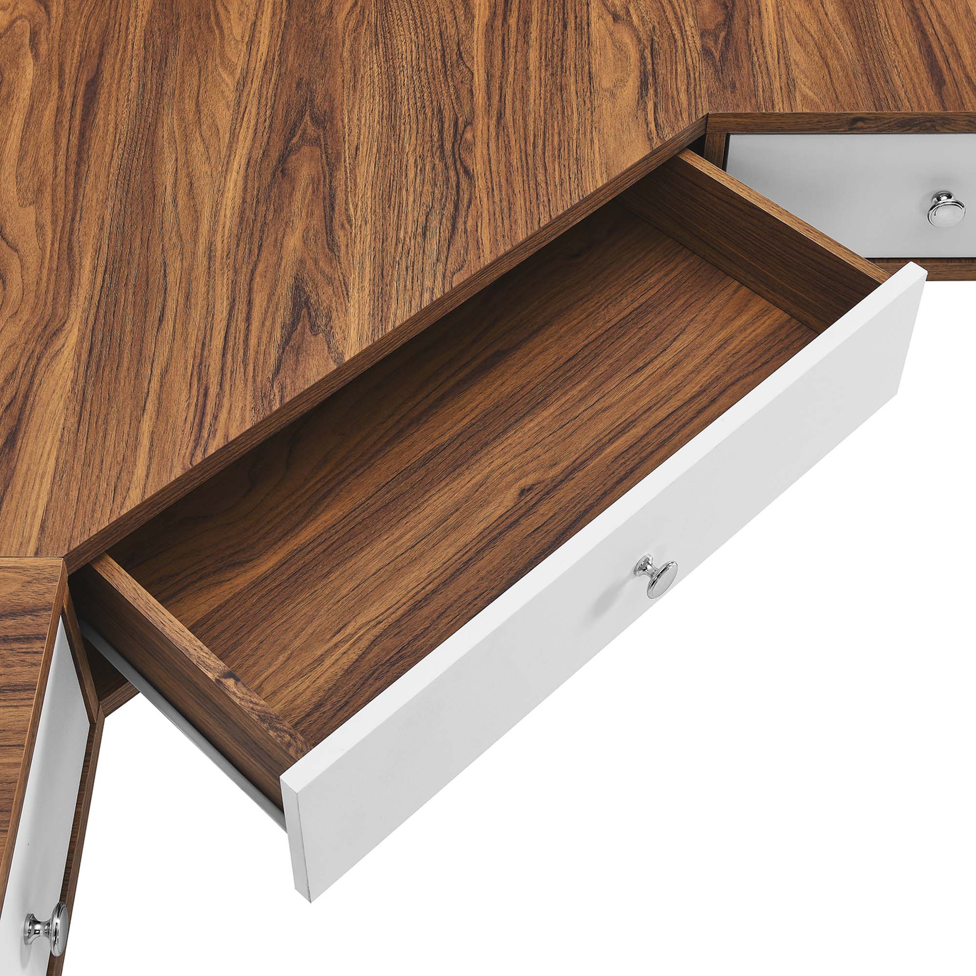 Transmit 47" Wall Mount Corner Walnut Office Desk by Modway