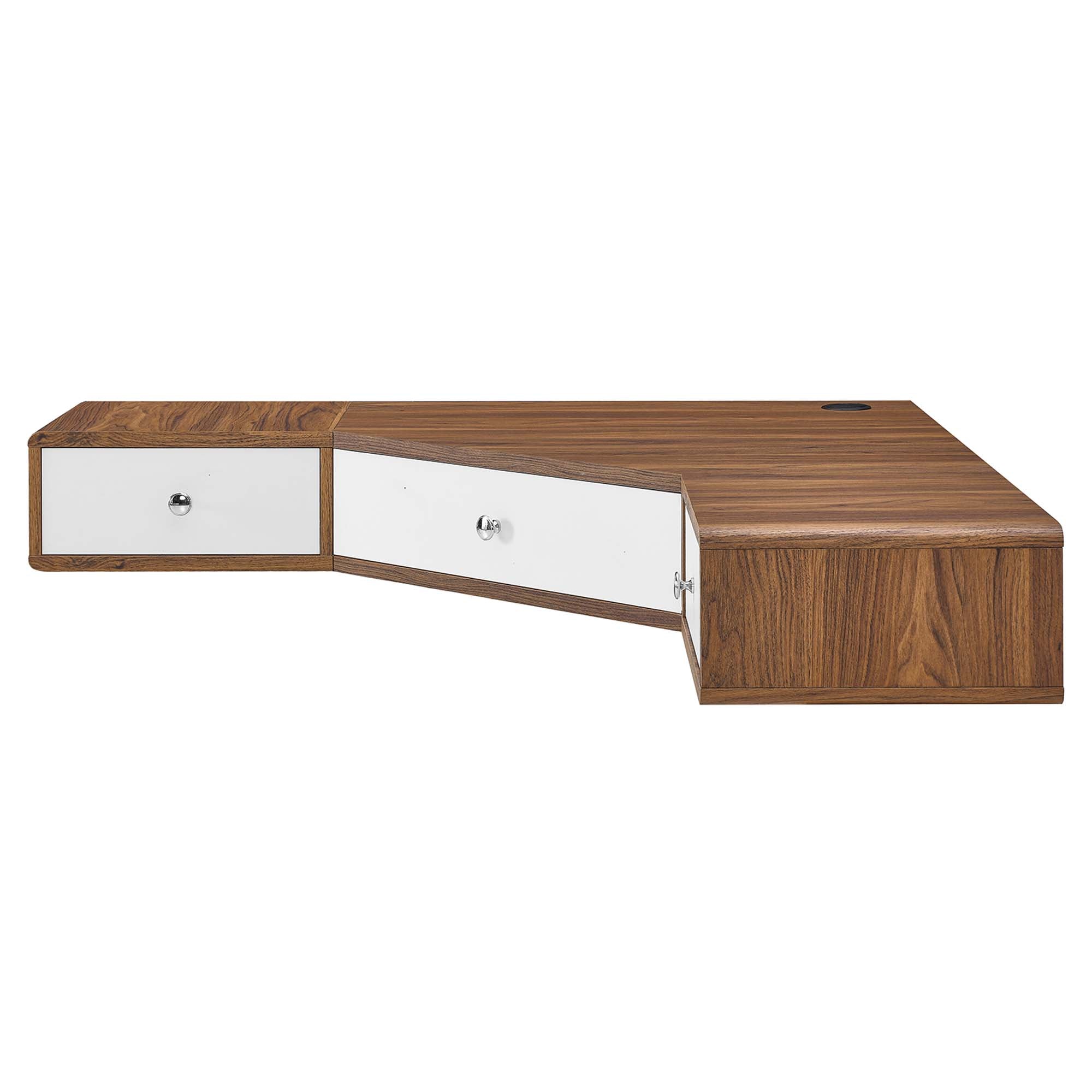 Transmit 47" Wall Mount Corner Walnut Office Desk by Modway