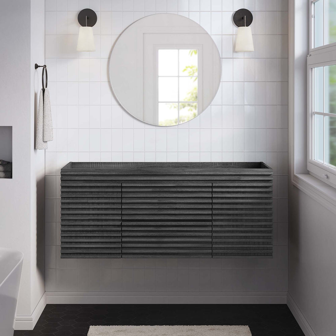 Render 48" Wall-Mount Bathroom Cabinet Basin Not Included by Modway