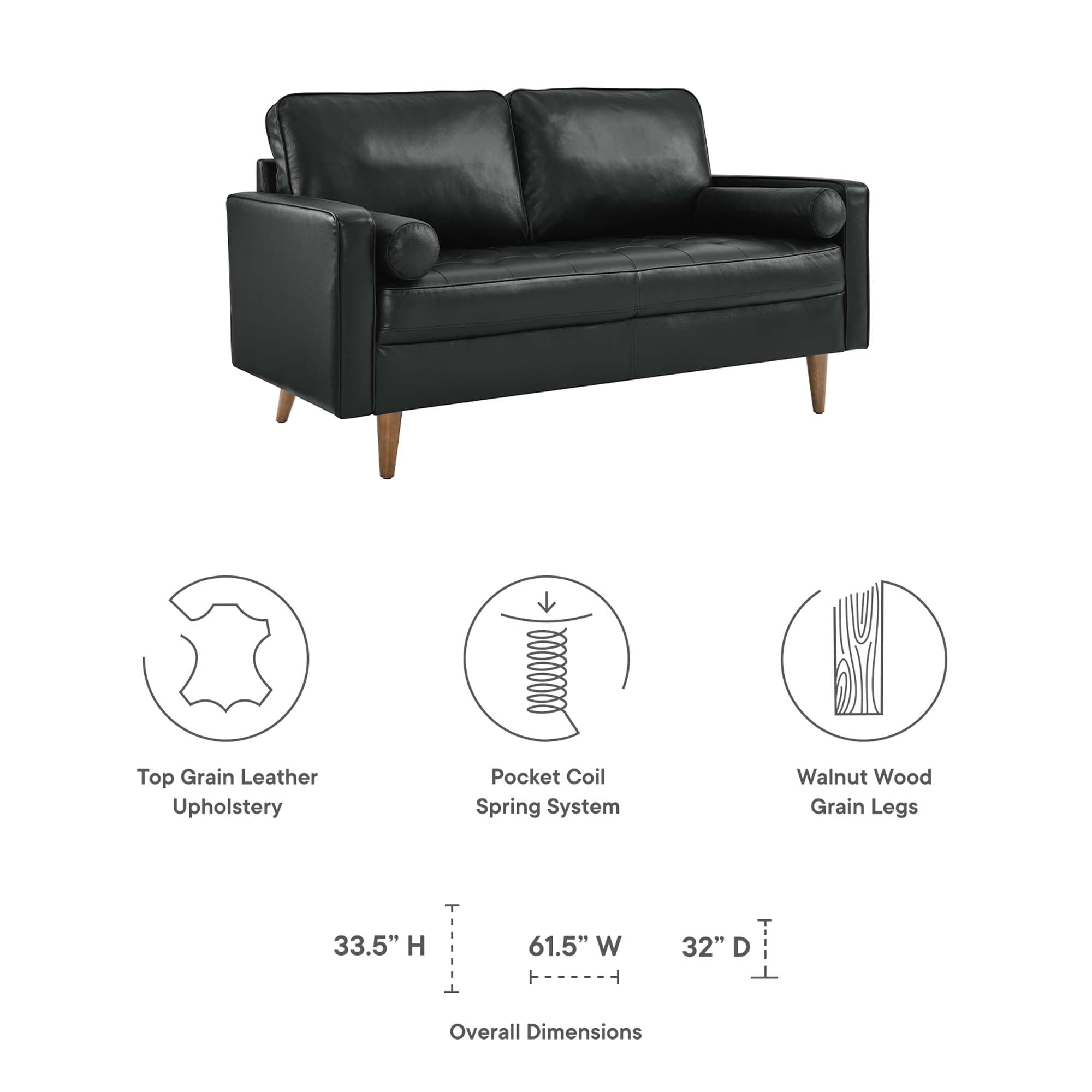 Valour Leather Loveseat by Modway