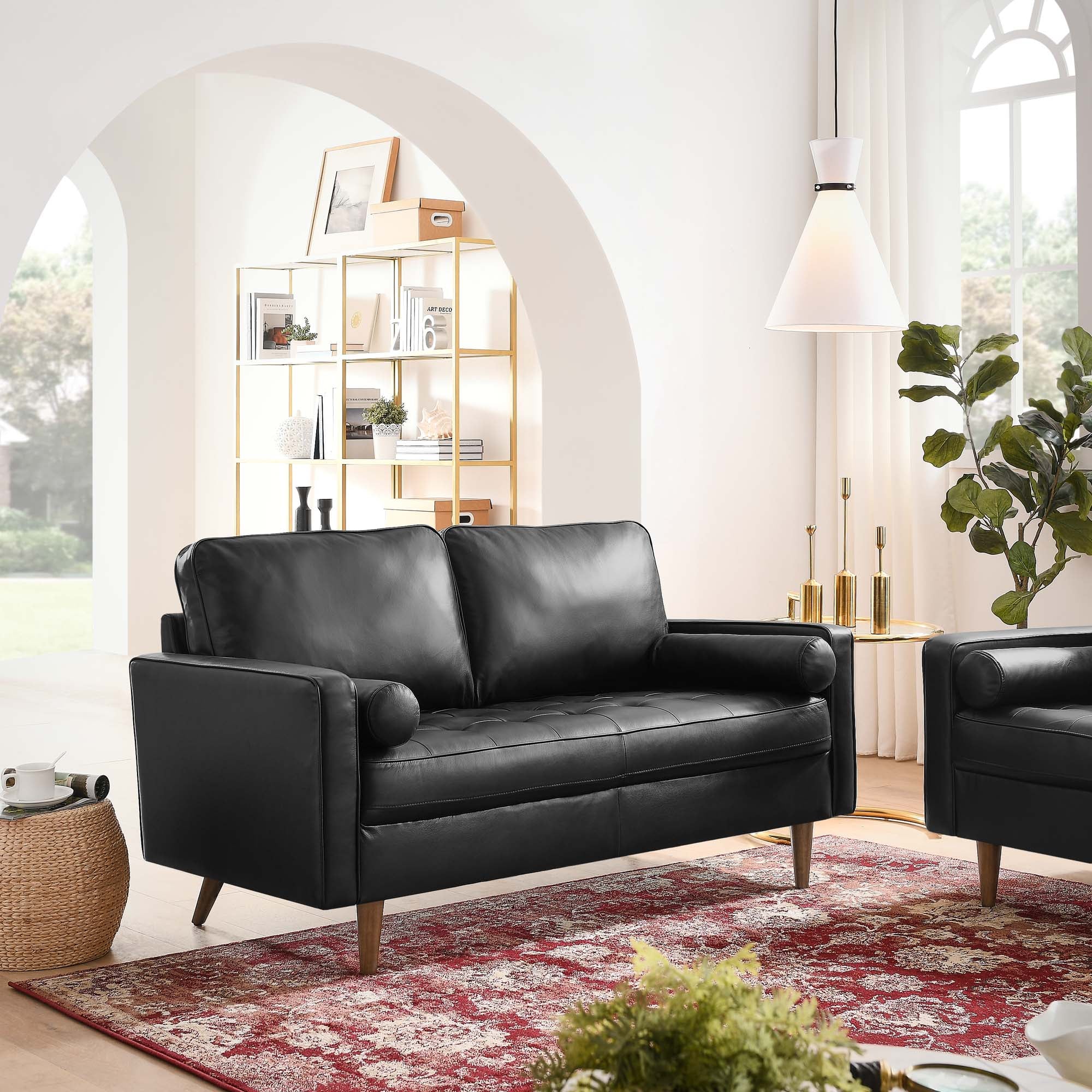 Valour Leather Loveseat by Modway