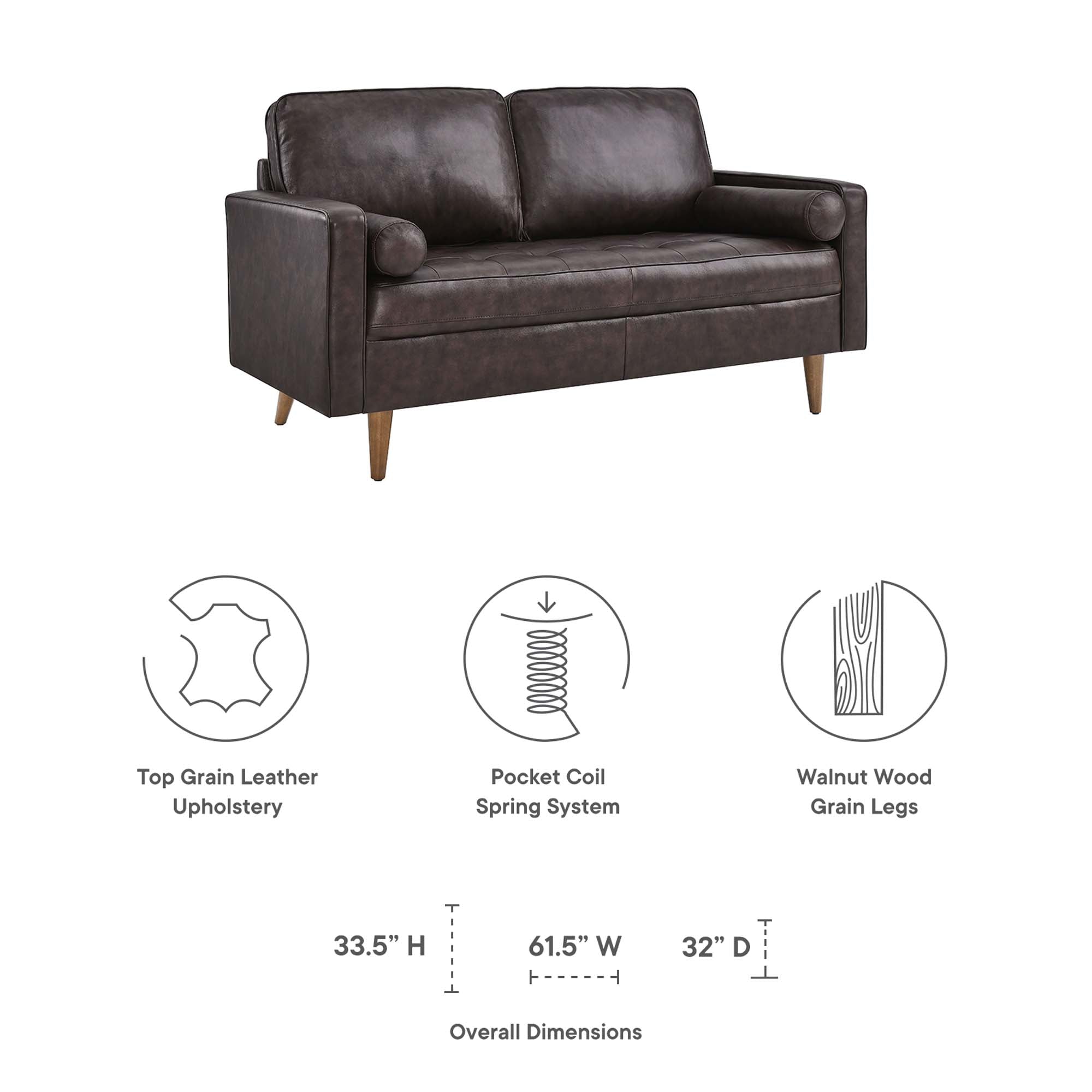 Valour Leather Loveseat by Modway