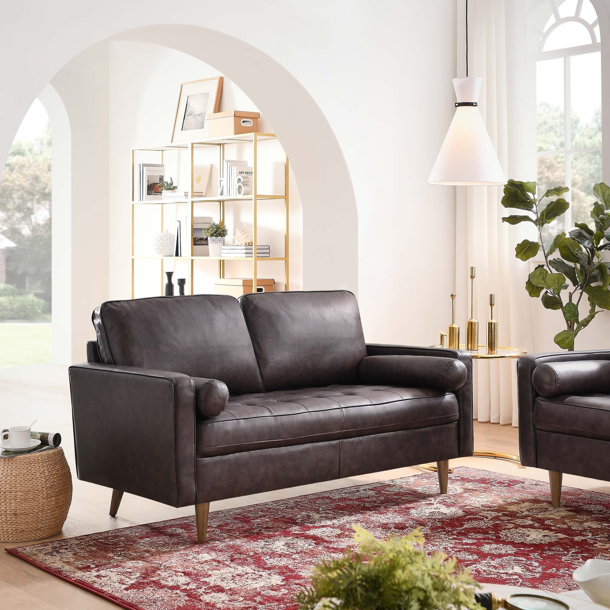 Valour Leather Loveseat by Modway