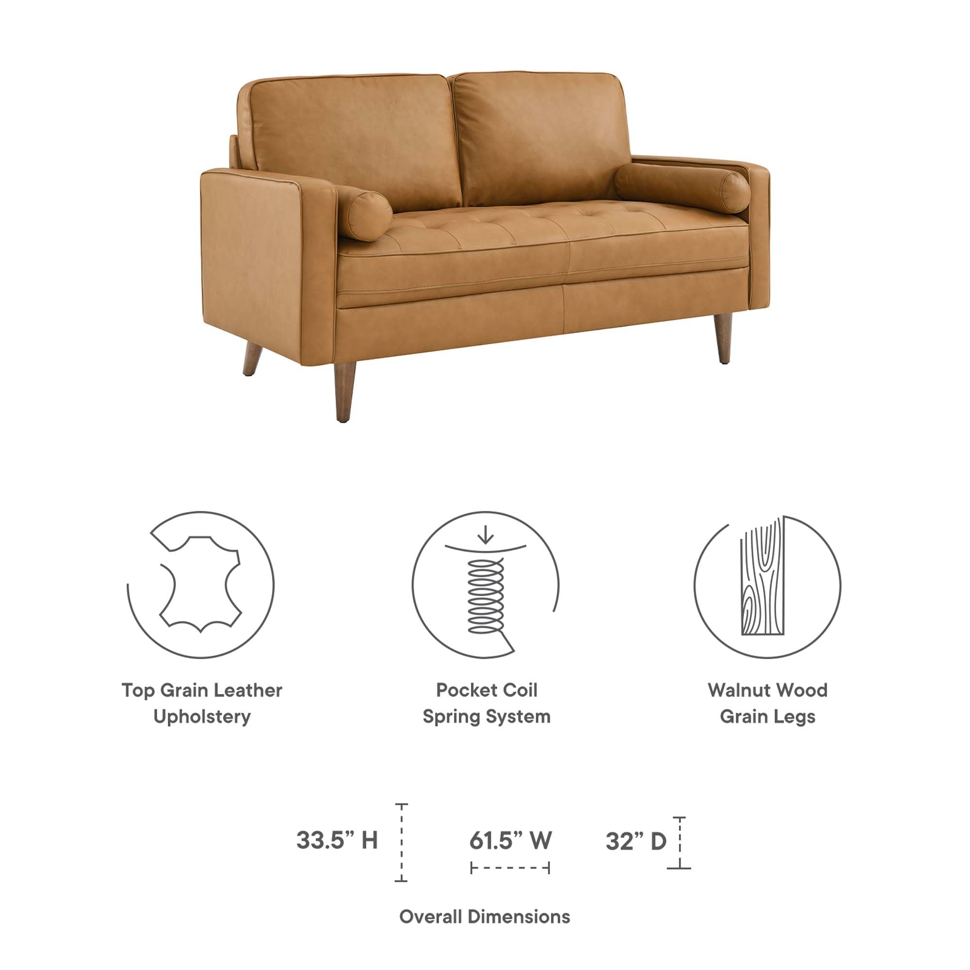 Valour Leather Loveseat by Modway