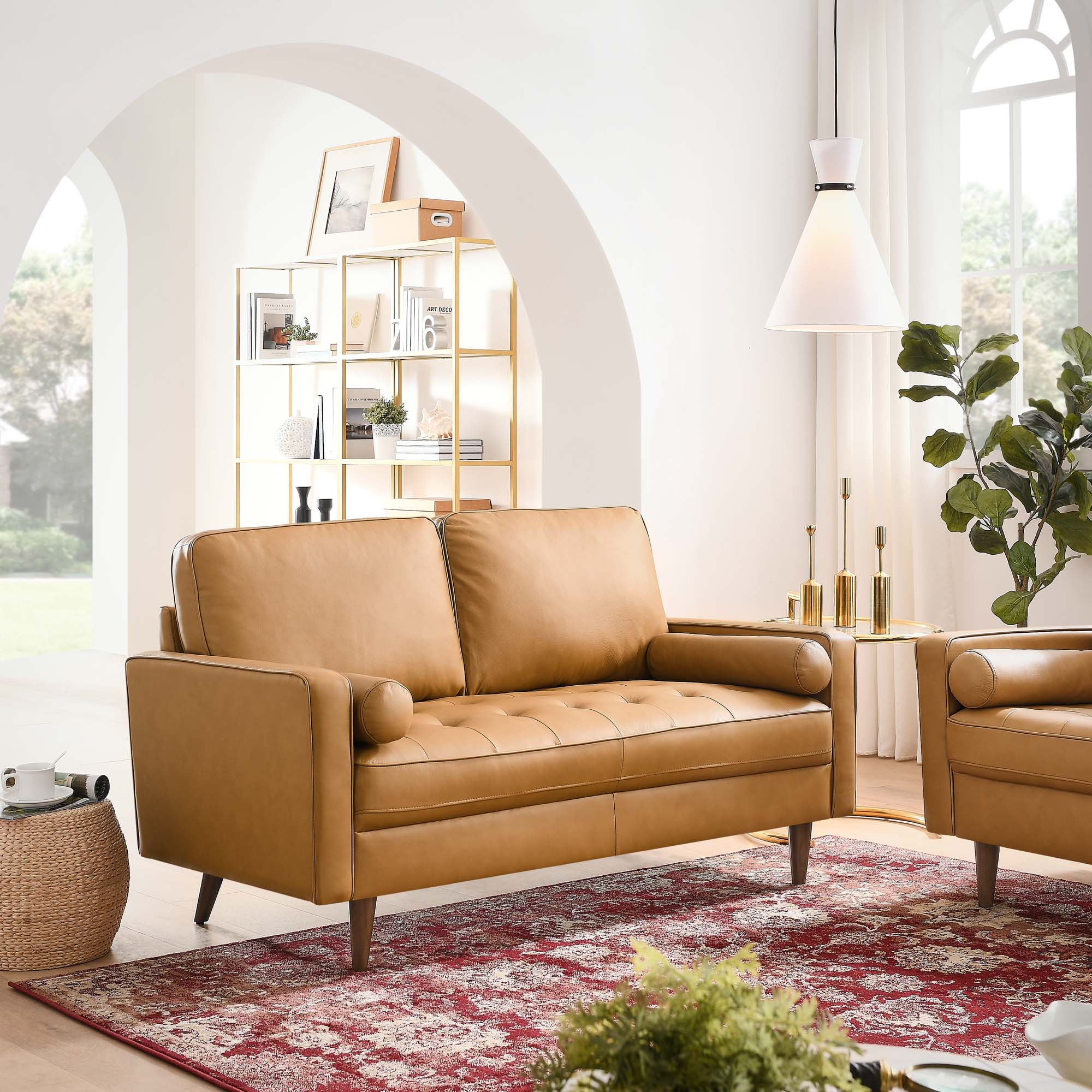 Valour Leather Loveseat by Modway