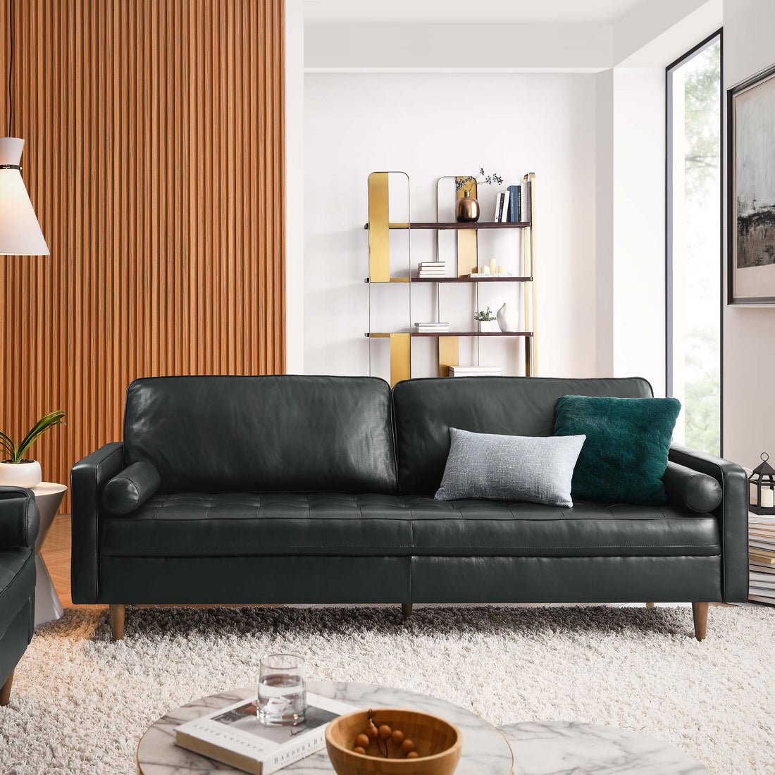 Valour 88" Leather Sofa by Modway