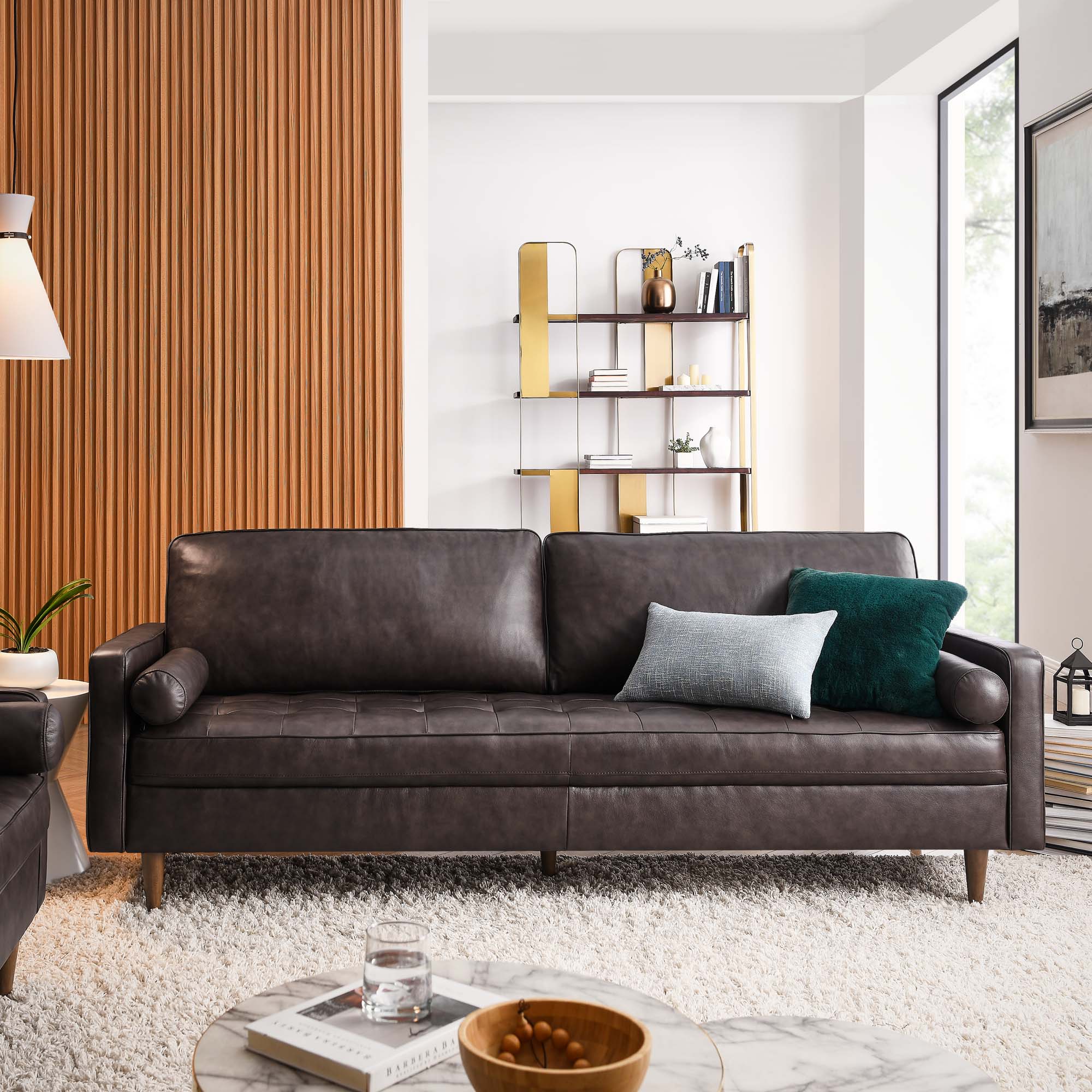 Valour 88" Leather Sofa by Modway