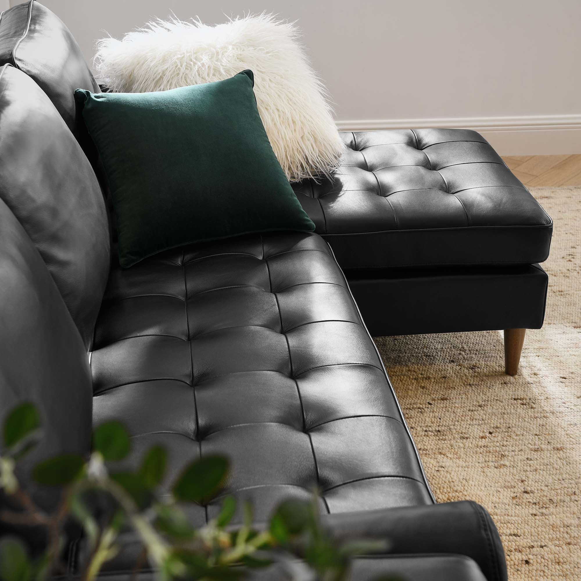Valour 78" Leather Apartment Sectional Sofa by Modway