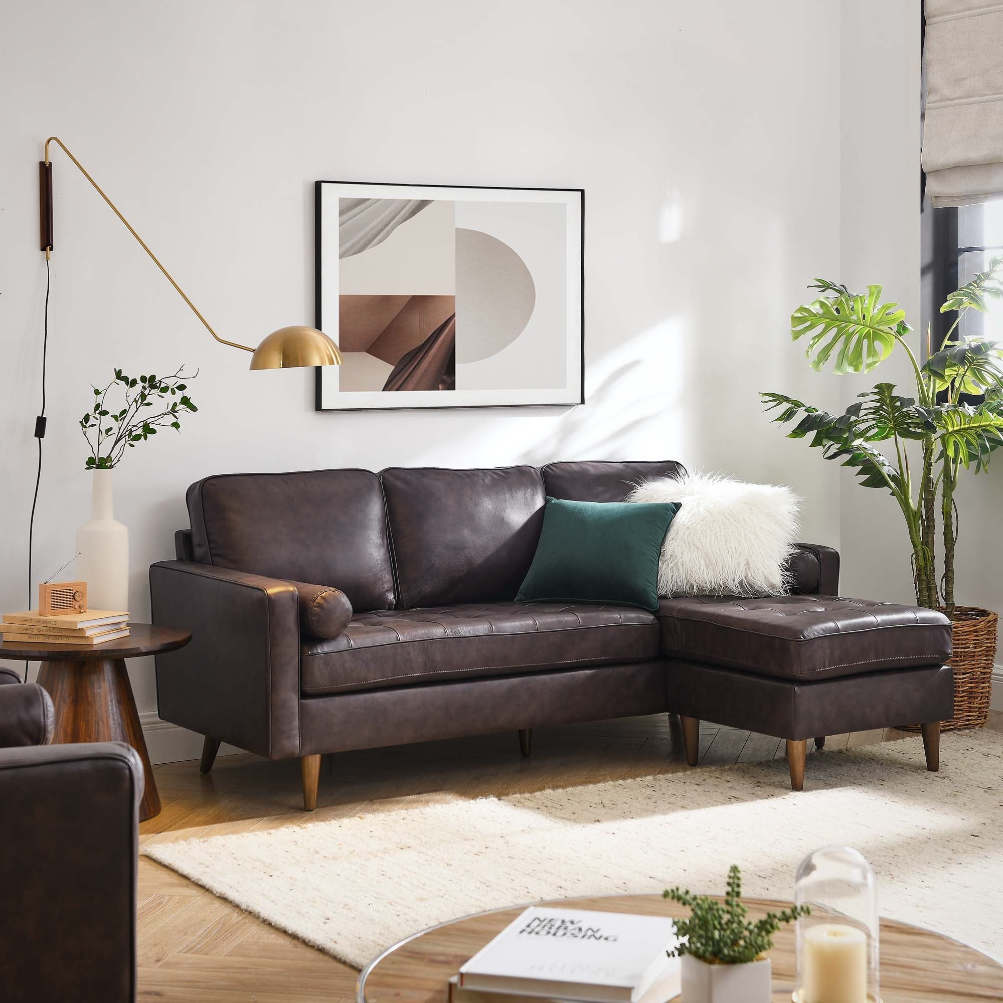 Valour 78" Leather Apartment Sectional Sofa by Modway